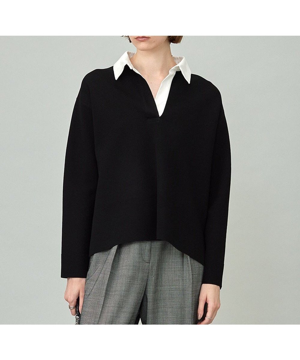 【アイシービー/iCB】の【洗える】 シンセティックダブルフェイス ラガーニットプルオーバー インテリア・キッズ・メンズ・レディースファッション・服の通販 founy(ファニー) 　ファッション　Fashion　レディースファッション　Fashion for Women　トップス・カットソー　Cut & Sew Tops　ニット　Knit Tops & Sweaters　カジュアルプルオーバー・ニットトップス　Pullovers & Knit Tops / Casual Pullovers　洗える　Machine Washable　コンビ　Combo, Combination Style　スキッパー　Skipper, Open Collar　スリット　Slit, Slit Detail　セットアップ　Set-Up, Coordinated Outfit　セーター　Sweater, Knitwear　タイトスカート　Pencil Skirt, Tight Skirt　ダブル　Double, Double-Breasted　トレンド　Trend, Trending Now　フロント　Front, Front Design　A/W・秋冬　Autumn/Winter　おすすめ　Recommended / Our Picks　2025年　2025　2025-2026秋冬・A/W　Autumn/Winter 2025–26 AW25–26　ブラック系|ID: prp329100004842267 ipo3291000000035813137