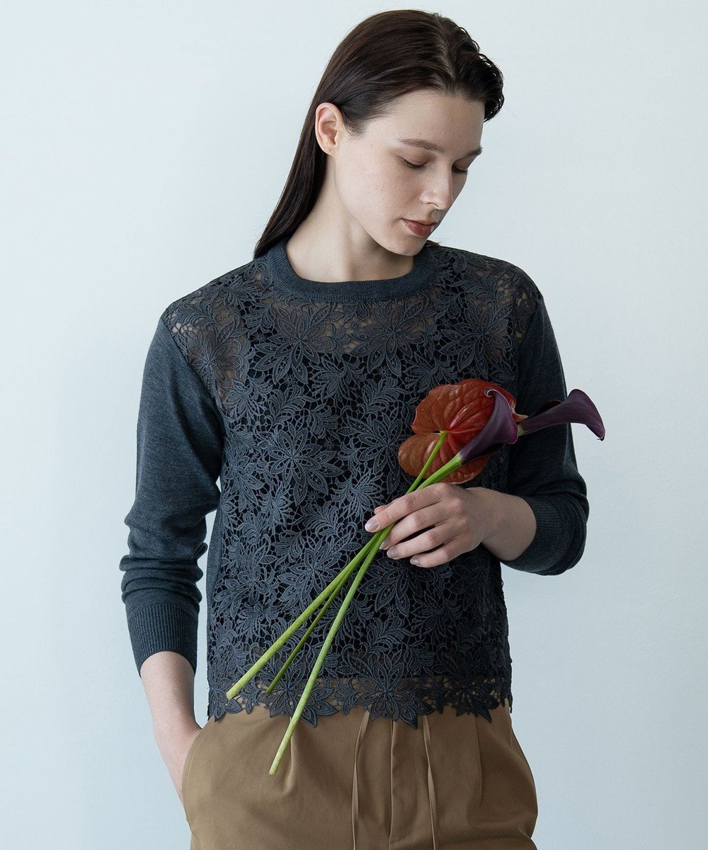 【自由区/JIYU-KU】の【カトリエムブーケ】Tricot de dentelle レースプルオーバーニット 人気、トレンドファッション・服の通販 founy(ファニー) 　ファッション　Fashion　レディースファッション　Fashion for Women　トップス・カットソー　Cut & Sew Tops　ニット　Knit Tops & Sweaters　カジュアルプルオーバー・ニットトップス　Pullovers & Knit Tops / Casual Pullovers　インナー　Innerwear　シルク　Silk, 100% Silk　セーター　Sweater, Knitwear　レース　Lace, Lace Fabric　A/W・秋冬　Autumn/Winter　 other-1|ID: prp329100004842275 ipo3291000000035813304