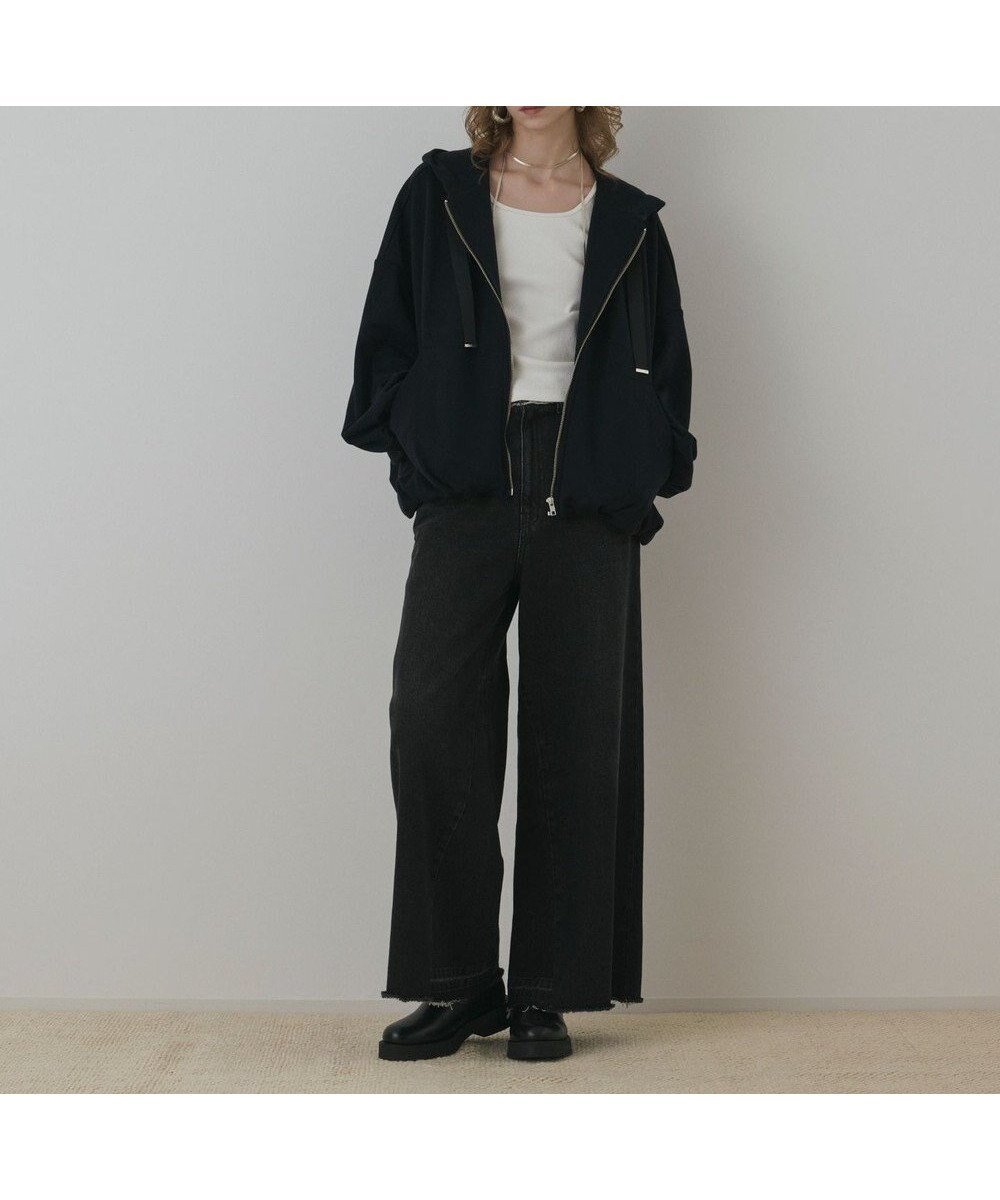 【グレース コンチネンタル/GRACE CONTINENTAL】のバル-ン裏毛パ-カ- インテリア・キッズ・メンズ・レディースファッション・服の通販 founy(ファニー) 　ファッション　Fashion　レディースファッション　Fashion for Women　トップス・カットソー　Cut & Sew Tops　レディースパーカー・カジュアルフーディー　Casual Hoodies & Sweatshirts　バルーン　Balloon, Balloon Silhouette　パーカー　Hoodie, Parka　メタル　Metal, Metal Parts　夏　Summer　定番　Standard, Basic Item　秋　Autumn　A/W・秋冬　Autumn/Winter　ブラック|ID: prp329100004842318 ipo3291000000035287331