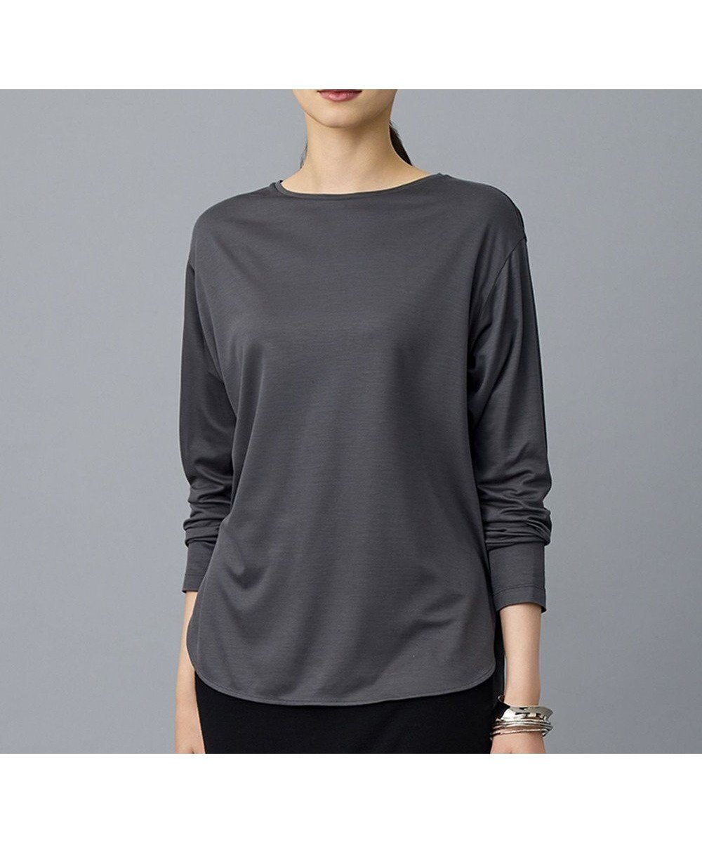 【自由区/JIYU-KU】のブラウスライクジャージー カットソー インテリア・キッズ・メンズ・レディースファッション・服の通販 founy(ファニー) ファッション Fashion レディースファッション Fashion for Women トップス・カットソー Cut & Sew Tops シャツ・ブラウス・オフィスカジュアル Elegant Blouses & Button-Ups ロングTシャツ・Tシャツ Longline T-Shirts & Tees カットソー・ベーシックTシャツ Cut-and-Sewn Tops / Stretch Tees & Basics インナー Innerwear カットソー Cut and Sewn Top ドレープ Drape, Draping Fabric エレガント 上品 Elegant 夏 Summer 春 Spring S/S・春夏 SS, Spring/Summer, Warm Season スレート|ID: prp329100004842319 ipo3291000000035287334