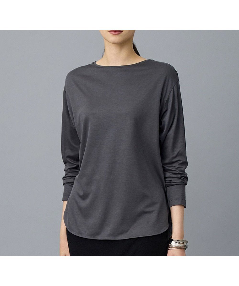 【自由区/JIYU-KU】のブラウスライクジャージー カットソー インテリア・キッズ・メンズ・レディースファッション・服の通販 founy(ファニー) ファッション Fashion レディースファッション Fashion for Women トップス・カットソー Cut & Sew Tops シャツ・ブラウス・オフィスカジュアル Elegant Blouses & Button-Ups ロングTシャツ・Tシャツ Longline T-Shirts & Tees カットソー・ベーシックTシャツ Cut-and-Sewn Tops / Stretch Tees & Basics インナー Innerwear カットソー Cut and Sewn Top ドレープ Drape, Draping Fabric エレガント 上品 Elegant 夏 Summer 春 Spring S/S・春夏 SS, Spring/Summer, Warm Season スレート|ID: prp329100004842319 ipo3291000000035592674