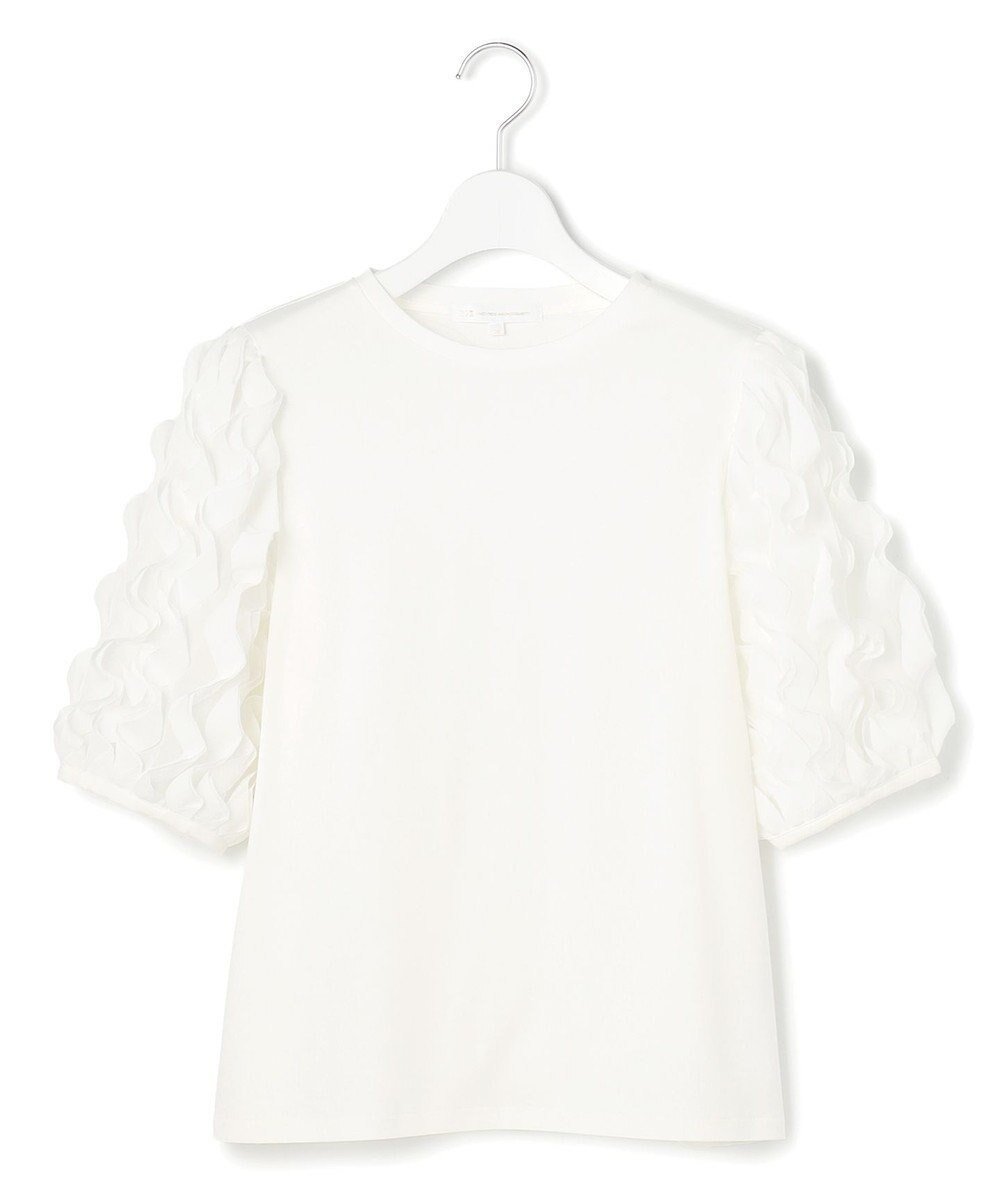 【23区/NIJYUSANKU】の【GOLD LABEL】エンブロイダリー コンビ TEE インテリア・キッズ・メンズ・レディースファッション・服の通販 founy(ファニー) 　ファッション　Fashion　レディースファッション　Fashion for Women　トップス・カットソー　Cut & Sew Tops　シャツ・ブラウス・オフィスカジュアル　Elegant Blouses & Button-Ups　ロングTシャツ・Tシャツ　Longline T-Shirts & Tees　カットソー・ベーシックTシャツ　Cut-and-Sewn Tops / Stretch Tees & Basics　エンブロイダリー　Embroidery Design　カットソー　Cut and Sewn Top　コレクション　Collection, Seasonal Line　コンパクト　Compact, Small Size　コンビ　Combo, Combination Style　シアー　Sheer, See-Through　シフォン　Chiffon, Lightweight Fabric　シルク　Silk, 100% Silk　シンプル　Simple, Minimal　スマート　Smart, Elegant　フリル　Frill, Ruffle　ラッフル　Ruffle, Frill　A/W・秋冬　Autumn/Winter　冬　Winter / This Winter　エレガント 上品　Elegant　2025年　2025　2025-2026秋冬・A/W　Autumn/Winter 2025–26 AW25–26　ホワイト系|ID: prp329100004842339 ipo3291000000035287398