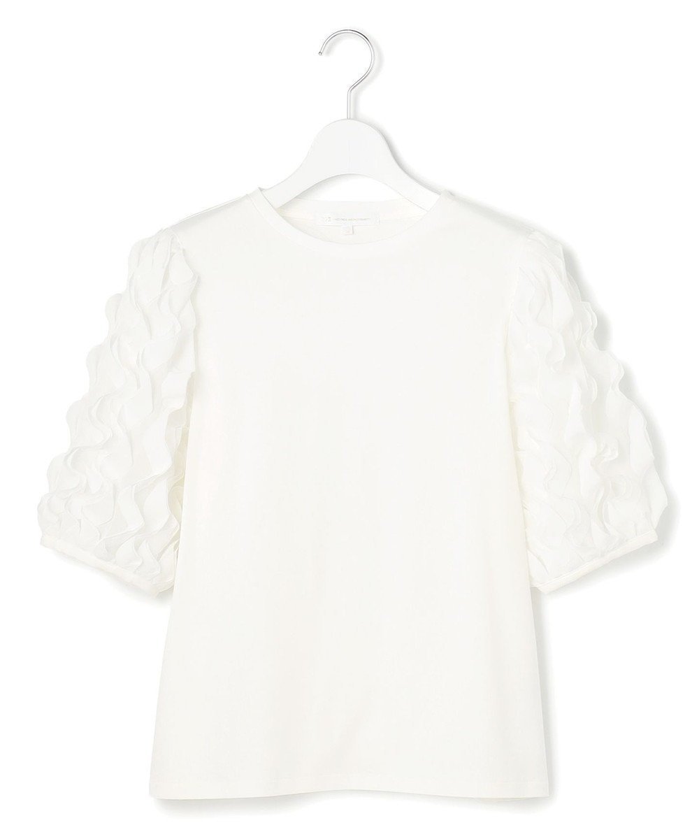 【23区/NIJYUSANKU】の【GOLD LABEL】エンブロイダリー コンビ TEE インテリア・キッズ・メンズ・レディースファッション・服の通販 founy(ファニー) ファッション Fashion レディースファッション Fashion for Women トップス・カットソー Cut & Sew Tops シャツ・ブラウス・オフィスカジュアル Elegant Blouses & Button-Ups ロングTシャツ・Tシャツ Longline T-Shirts & Tees カットソー・ベーシックTシャツ Cut-and-Sewn Tops / Stretch Tees & Basics エンブロイダリー Embroidery Design カットソー Cut and Sewn Top コレクション Collection, Seasonal Line コンパクト Compact, Small Size コンビ Combo, Combination Style シアー Sheer, See-Through シフォン Chiffon, Lightweight Fabric シルク Silk, 100% Silk シンプル Simple, Minimal スマート Smart, Elegant フリル Frill, Ruffle ラッフル Ruffle, Frill A/W・秋冬 Autumn/Winter 冬 Winter / This Winter エレガント 上品 Elegant 2025年 2025 2025-2026秋冬・A/W Autumn/Winter 2025–26 AW25–26 ホワイト系|ID: prp329100004842339 ipo3291000000035635317