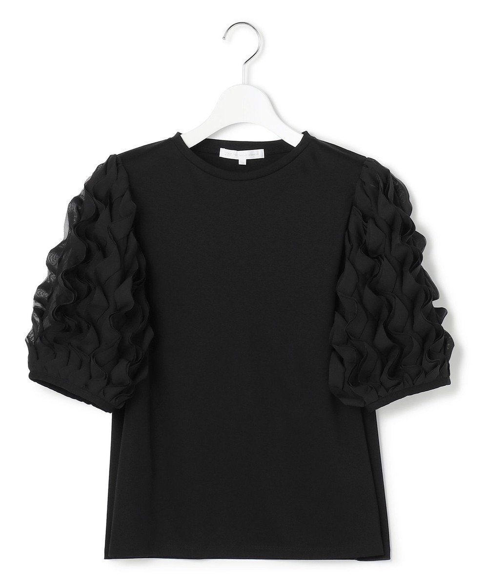 【23区/NIJYUSANKU】の【GOLD LABEL】エンブロイダリー コンビ TEE インテリア・キッズ・メンズ・レディースファッション・服の通販 founy(ファニー) ファッション Fashion レディースファッション Fashion for Women トップス・カットソー Cut & Sew Tops シャツ・ブラウス・オフィスカジュアル Elegant Blouses & Button-Ups ロングTシャツ・Tシャツ Longline T-Shirts & Tees カットソー・ベーシックTシャツ Cut-and-Sewn Tops / Stretch Tees & Basics エンブロイダリー Embroidery Design カットソー Cut and Sewn Top コレクション Collection, Seasonal Line コンパクト Compact, Small Size コンビ Combo, Combination Style シアー Sheer, See-Through シフォン Chiffon, Lightweight Fabric シルク Silk, 100% Silk シンプル Simple, Minimal スマート Smart, Elegant フリル Frill, Ruffle ラッフル Ruffle, Frill A/W・秋冬 Autumn/Winter 冬 Winter / This Winter エレガント 上品 Elegant 2025年 2025 2025-2026秋冬・A/W Autumn/Winter 2025–26 AW25–26 ブラック系|ID: prp329100004842339 ipo3291000000035635318