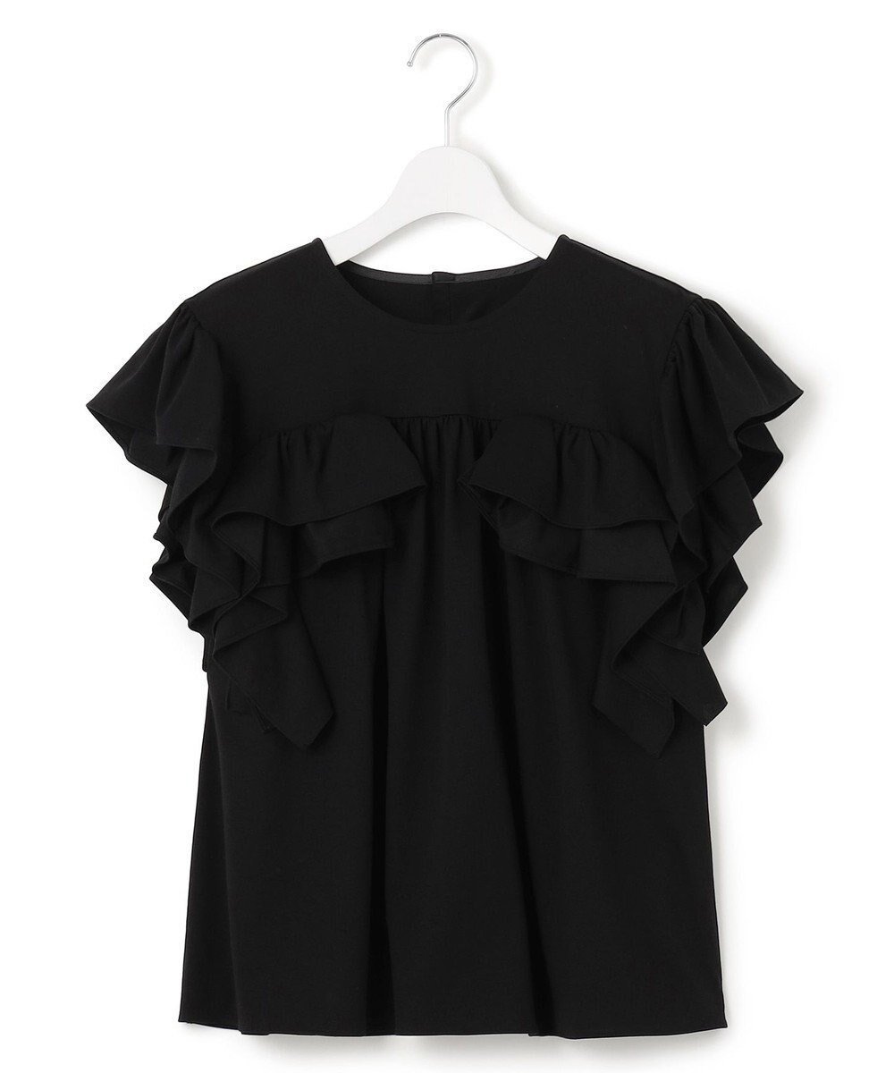 【23区/NIJYUSANKU】の【GOLD LABEL】ラッフルスリーブジャージー カットソー 人気、トレンドファッション・服の通販 founy(ファニー) 　ファッション　Fashion　レディースファッション　Fashion for Women　トップス・カットソー　Cut & Sew Tops　シャツ・ブラウス・オフィスカジュアル　Elegant Blouses & Button-Ups　ロングTシャツ・Tシャツ　Longline T-Shirts & Tees　カットソー・ベーシックTシャツ　Cut-and-Sewn Tops / Stretch Tees & Basics　カットソー　Cut and Sewn Top　ギャザー　Gathered, Ruffled　コレクション　Collection, Seasonal Line　コンパクト　Compact, Small Size　シルク　Silk, 100% Silk　シンプル　Simple, Minimal　スマート　Smart, Elegant　デニム　Denim, Jeans Material　フリル　Frill, Ruffle　A/W・秋冬　Autumn/Winter　冬　Winter / This Winter　2025年　2025　2025-2026秋冬・A/W　Autumn/Winter 2025–26 AW25–26　 other-1|ID: prp329100004842340 ipo3291000000035287400