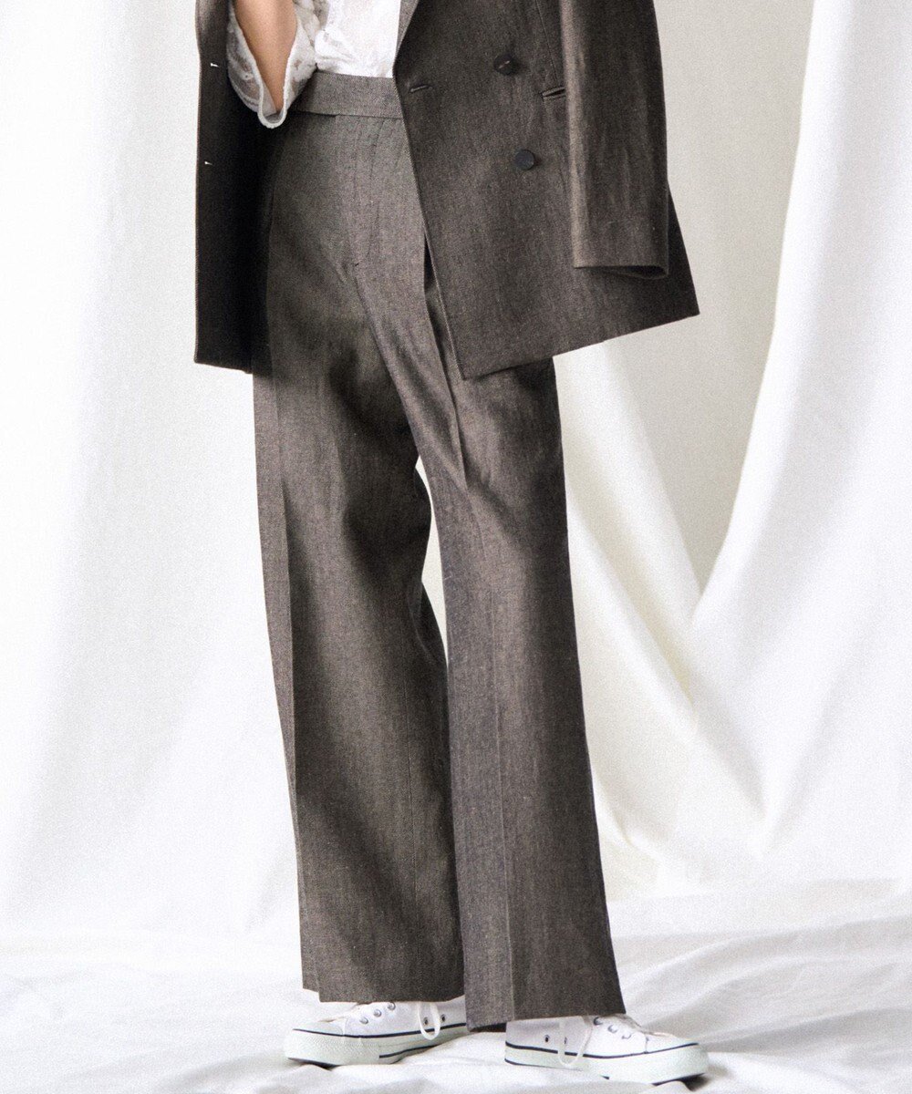 【23区/NIJYUSANKU】の【GOLD LABEL】ウールリネンツイル ワイドパンツ インテリア・キッズ・メンズ・レディースファッション・服の通販 founy(ファニー) 　ファッション　Fashion　レディースファッション　Fashion for Women　パンツ　Pants & Trousers　アシンメトリー　Asymmetrical Style　ヴィンテージ　Vintage Style　カッティング　Cutting Detail　コレクション　Collection, Seasonal Line　シンプル　Simple, Minimal　ジャケット　Jacket, Outerwear　スマート　Smart, Elegant　セットアップ　Set-Up, Coordinated Outfit　ツイル　Twist, Twisted Detail　フィット　Fit, Slim Fit　フロント　Front, Front Design　リネン　Linen, Linen Fabric　ワイド　Wide, Wide Fit　A/W・秋冬　Autumn/Winter　冬　Winter / This Winter　おすすめ　Recommended / Our Picks　2025年　2025　2025-2026秋冬・A/W　Autumn/Winter 2025–26 AW25–26　ダークブラウン系|ID: prp329100004842359 ipo3291000000035464836