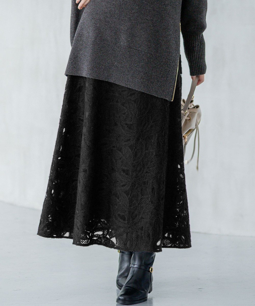 【23区/NIJYUSANKU】の【GOLD LABEL】チュールヘアリーエンブロイダリー スカート インテリア・キッズ・メンズ・レディースファッション・服の通販 founy(ファニー) 　ファッション　Fashion　レディースファッション　Fashion for Women　スカート　Skirts　コレクション　Collection, Seasonal Line　シンプル　Simple, Minimal　スマート　Smart, Elegant　セットアップ　Set-Up, Coordinated Outfit　ビッグ　Big, Oversized　フラワー　Flower, Floral　A/W・秋冬　Autumn/Winter　冬　Winter / This Winter　おすすめ　Recommended / Our Picks　2025年　2025　2025-2026秋冬・A/W　Autumn/Winter 2025–26 AW25–26　ブラック系|ID: prp329100004842366 ipo3291000000035813560
