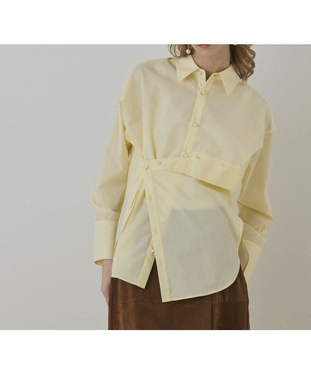 【グレース コンチネンタル/GRACE CONTINENTAL】のオーバーシャツ インテリア・キッズ・メンズ・レディースファッション・服の通販 founy(ファニー) ファッション Fashion レディースファッション Fashion for Women トップス・カットソー Cut & Sew Tops シャツ・ブラウス・オフィスカジュアル Elegant Blouses & Button-Ups イエロー Yellow エレガント 上品 Elegant パール Pearl, Pearl Accent ロング Long, Long-Length 今季 This Season, Current Season 定番 Standard, Basic Item A/W・秋冬 Autumn/Winter イエロー|ID: prp329100004842407 ipo3291000000035836611