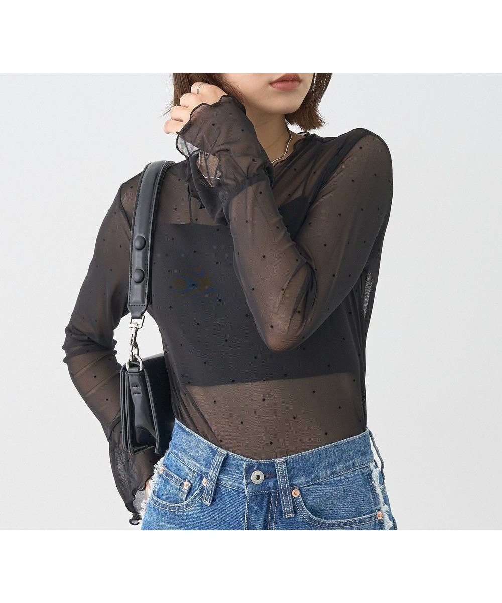 【アースミュージックアンドエコロジー/earth music&ecology】のフロッキードットメロープルオーバー インテリア・キッズ・メンズ・レディースファッション・服の通販 founy(ファニー) ファッション Fashion レディースファッション Fashion for Women トップス・カットソー Cut & Sew Tops シャツ・ブラウス・オフィスカジュアル Elegant Blouses & Button-Ups ロングTシャツ・Tシャツ Longline T-Shirts & Tees カジュアルプルオーバー・ニットトップス Pullovers & Knit Tops / Casual Pullovers カットソー・ベーシックTシャツ Cut-and-Sewn Tops / Stretch Tees & Basics おすすめ Recommended / Our Picks インナー Innerwear カットソー Cut and Sewn Top スリーブ Sleeve, Long Sleeve / Short Sleeve フェミニン Feminine, Girly フリル Frill, Ruffle ポケット Pocket, Pocket Detail A/W・秋冬 Autumn/Winter Black|ID: prp329100004842417 ipo3291000000035287635