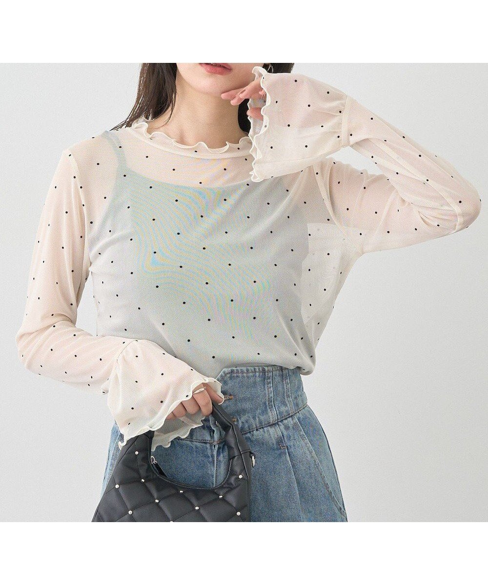 【アースミュージックアンドエコロジー/earth music&ecology】のフロッキードットメロープルオーバー インテリア・キッズ・メンズ・レディースファッション・服の通販 founy(ファニー) ファッション Fashion レディースファッション Fashion for Women トップス・カットソー Cut & Sew Tops シャツ・ブラウス・オフィスカジュアル Elegant Blouses & Button-Ups ロングTシャツ・Tシャツ Longline T-Shirts & Tees カジュアルプルオーバー・ニットトップス Pullovers & Knit Tops / Casual Pullovers カットソー・ベーシックTシャツ Cut-and-Sewn Tops / Stretch Tees & Basics おすすめ Recommended / Our Picks インナー Innerwear カットソー Cut and Sewn Top スリーブ Sleeve, Long Sleeve / Short Sleeve フェミニン Feminine, Girly フリル Frill, Ruffle ポケット Pocket, Pocket Detail A/W・秋冬 Autumn/Winter Light Beige|ID: prp329100004842417 ipo3291000000035287636