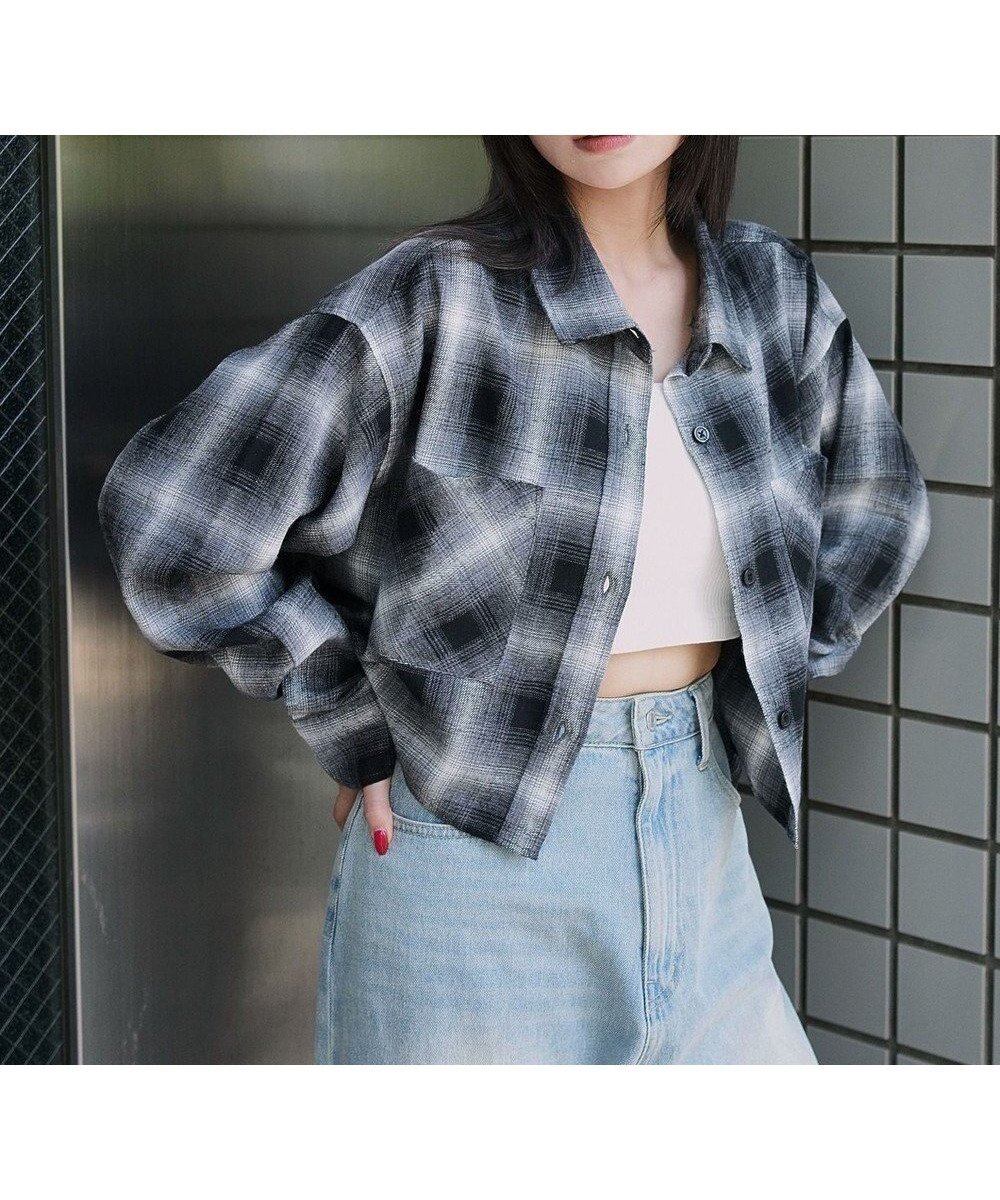 【ウィゴー/WEGO】のチェックショートネルシャツ インテリア・キッズ・メンズ・レディースファッション・服の通販 founy(ファニー) 　ファッション　Fashion　レディースファッション　Fashion for Women　トップス・カットソー　Cut & Sew Tops　シャツ・ブラウス・オフィスカジュアル　Elegant Blouses & Button-Ups　おすすめ　Recommended / Our Picks　カーゴパンツ　Cargo Pants, Utility Pants　クロップド　Cropped, Short Length　ショート　Short, Short Length　スマホ　Smartphone, Mobile Device　チェック　Check, Plaid, Tartan　デニム　Denim, Jeans Material　トレンド　Trend, Trending Now　ハーフ　Half, Half-Length　ミニスカート　Mini Skirt, Short Skirt　冬　Winter / This Winter　秋　Autumn　A/W・秋冬　Autumn/Winter　羽織　Haori, Light Jacket　ブラック|ID: prp329100004842540 ipo3291000000035856004