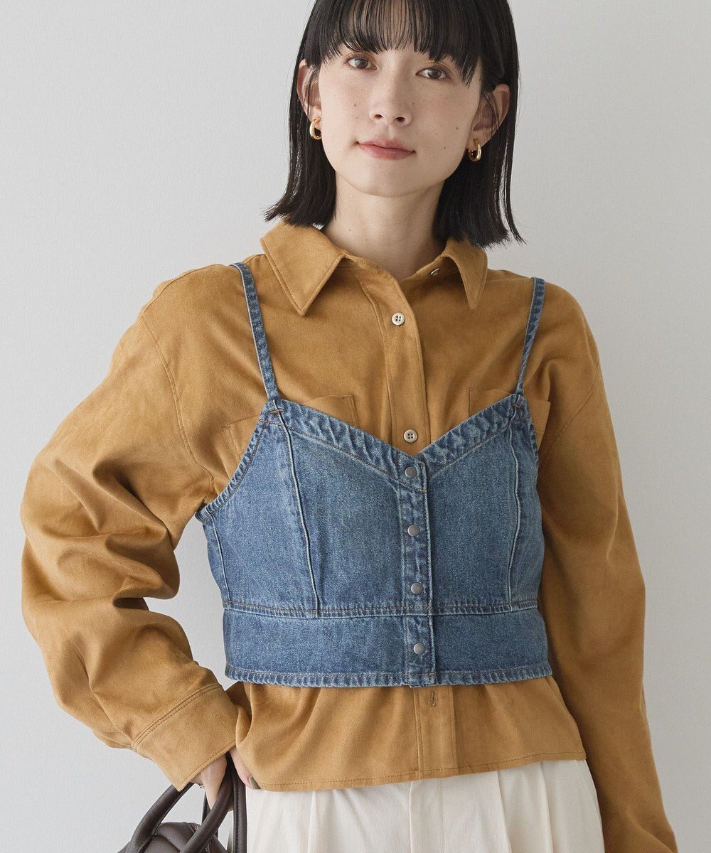 【アメリカンホリック/AMERICAN HOLIC】のデニムキャミビスチェ インテリア・キッズ・メンズ・レディースファッション・服の通販 founy(ファニー) ファッション Fashion レディースファッション Fashion for Women アウター Coat / Outerwear Collection トップス・カットソー Cut & Sew Tops キャミソール&ノースリーブ Camisoles & Sleeveless Tops ベスト&ジレ / 重ね着スタイル Vests & Gilets ビスチェ Bustiers & Corset Tops / Layered Bustier Style アメリカン American Style シャーリング Shirring, Ruched ショート Short, Short Length スタイリッシュ Stylish, Fashionable デニム Denim, Jeans Material トレンド Trend, Trending Now フィット Fit, Slim Fit フロント Front, Front Design ベスト Vest, Waistcoat ポケット Pocket, Pocket Detail メタル Metal, Metal Parts A/W・秋冬 Autumn/Winter 2025年 2025 2025-2026秋冬・A/W Autumn/Winter 2025–26 AW25–26 Light Indigo|ID: prp329100004842598 ipo3291000000035288299