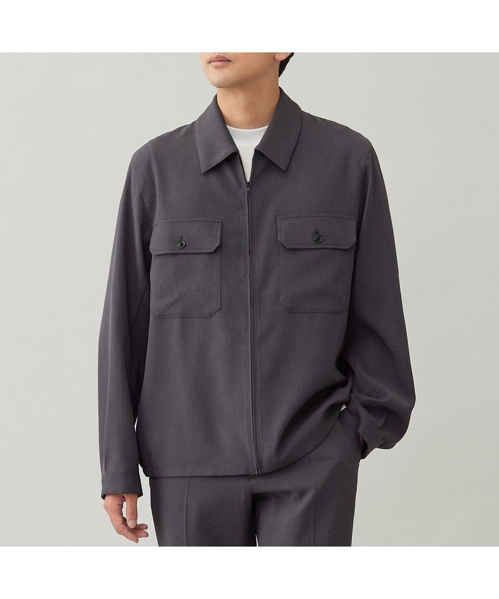 【アンフィーロ/UNFILO / MEN】の【OCEANS YouTube 掲載/男女兼用】WOOL TOUCH 機能美シャツブルゾン インテリア・キッズ・メンズ・レディースファッション・服の通販 founy(ファニー) 　ファッション　Fashion　レディースファッション　Fashion for Women　アウター　Coat / Outerwear Collection　レディースジャケット・軽アウター　Jackets　ブルゾンジャケット・スポーティアウター　Blouson Jackets　吸水　Absorbent, Quick-Dry　ショート　Short, Short Length　ジャケット　Jacket, Outerwear　ストレッチ　Stretch, Stretchy Fabric　スリム　Slim, Slim Fit　雑誌　Magazine, Fashion Magazine　デニム　Denim, Jeans Material　トレンド　Trend, Trending Now　ブルゾン　Blouson, Bomber Jacket　楽ちん　Easy Fit, Comfortable　A/W・秋冬　Autumn/Winter　S/S・春夏　SS, Spring/Summer, Warm Season　おすすめ　Recommended / Our Picks　夏　Summer　エレガント 上品　Elegant　チャコール|ID: prp329100004842599 ipo3291000000035617317