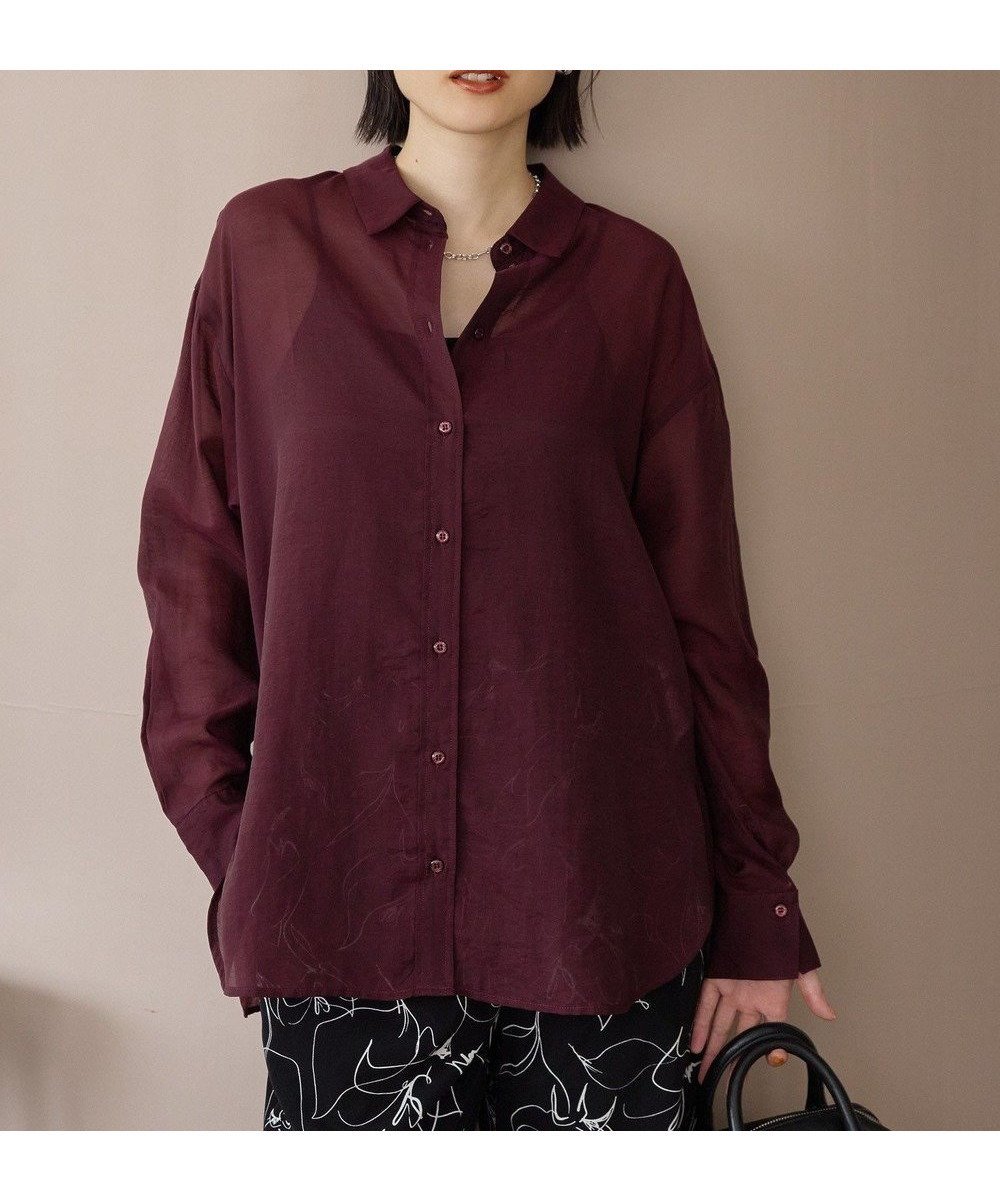 【アメリカンホリック/AMERICAN HOLIC】のラスターシアーシャツ インテリア・キッズ・メンズ・レディースファッション・服の通販 founy(ファニー) 　ファッション　Fashion　レディースファッション　Fashion for Women　トップス・カットソー　Cut & Sew Tops　シャツ・ブラウス・オフィスカジュアル　Elegant Blouses & Button-Ups　おすすめ　Recommended / Our Picks　アメリカン　American Style　キャミソール　Camisole, Spaghetti Strap Top　スタイリッシュ　Stylish, Fashionable　タンク　Tank Top, Sleeveless Top　秋　Autumn　A/W・秋冬　Autumn/Winter　Bordeaux|ID: prp329100004842601 ipo3291000000035465799