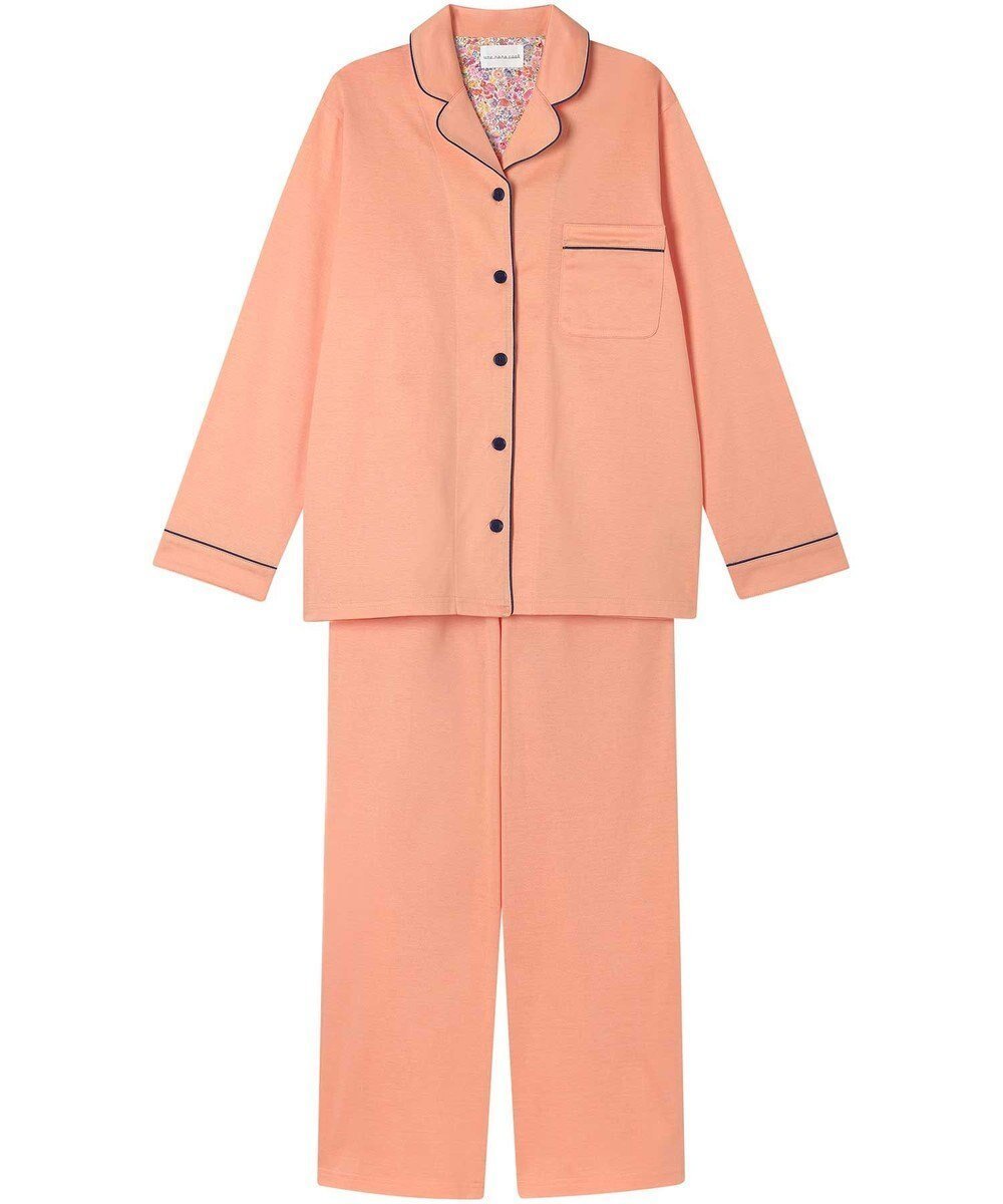 【ウンナナクール/une nana cool】の【綿100%】40/2コーマ天竺シルケットパジャマ MADE WITH LIBERTY FABRIC インテリア・キッズ・メンズ・レディースファッション・服の通販 founy(ファニー) 　ファッション　Fashion　レディースファッション　Fashion for Women　シルケット　Silket, Silky Cotton　長袖　Long Sleeve, Full Sleeve　パイピング　Piping, Trim Design　パジャマ　Pajamas, Sleepwear　プリント　Print, Printed Pattern　ボトム　Bottoms, Lower Wear　ポケット　Pocket, Pocket Detail　リラックス　Relax, Relaxed Fit　おすすめ　Recommended / Our Picks　サーモンピンク|ID: prp329100004842610 ipo3291000000035713315