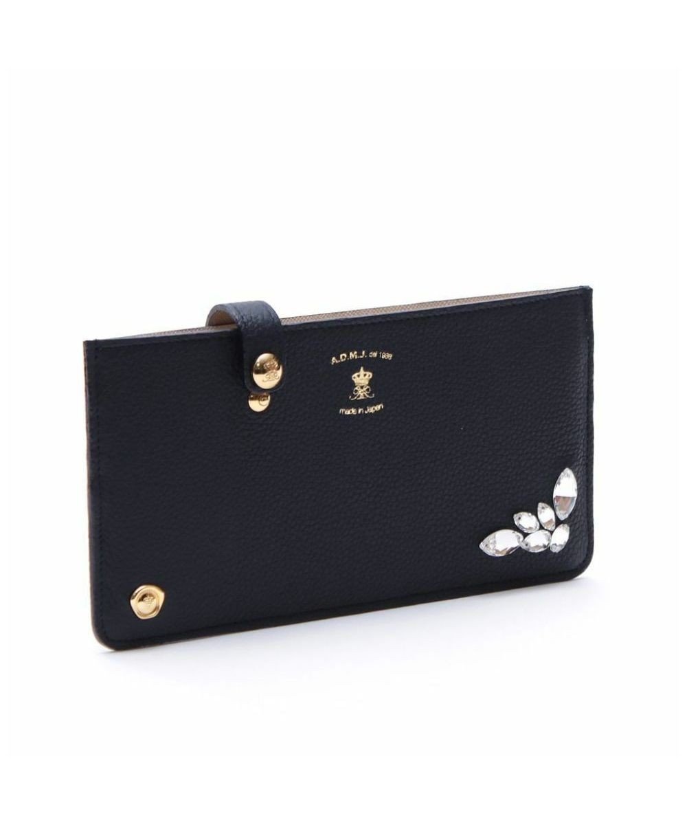 【アクセソワドゥマドモワゼルジャップ/A.D.M.J】の【牛革】スパニッシュレザー/モーツァルト スワロフスキー・クリスタル付 スリムウォレット インテリア・キッズ・メンズ・レディースファッション・服の通販 founy(ファニー) 　ファッション　Fashion　レディースファッション　Fashion for Women　ミニ財布・二つ折り財布　Wallets & Card Cases　カッティング　Cutting Detail　ガラス　Glass, Glassware　シンプル　Simple, Minimal　ジュエリー　Jewelry, Accessories　財布　Wallet, Purse　ポケット　Pocket, Pocket Detail　マリーン|ID: prp329100004842645 ipo3291000000035815190