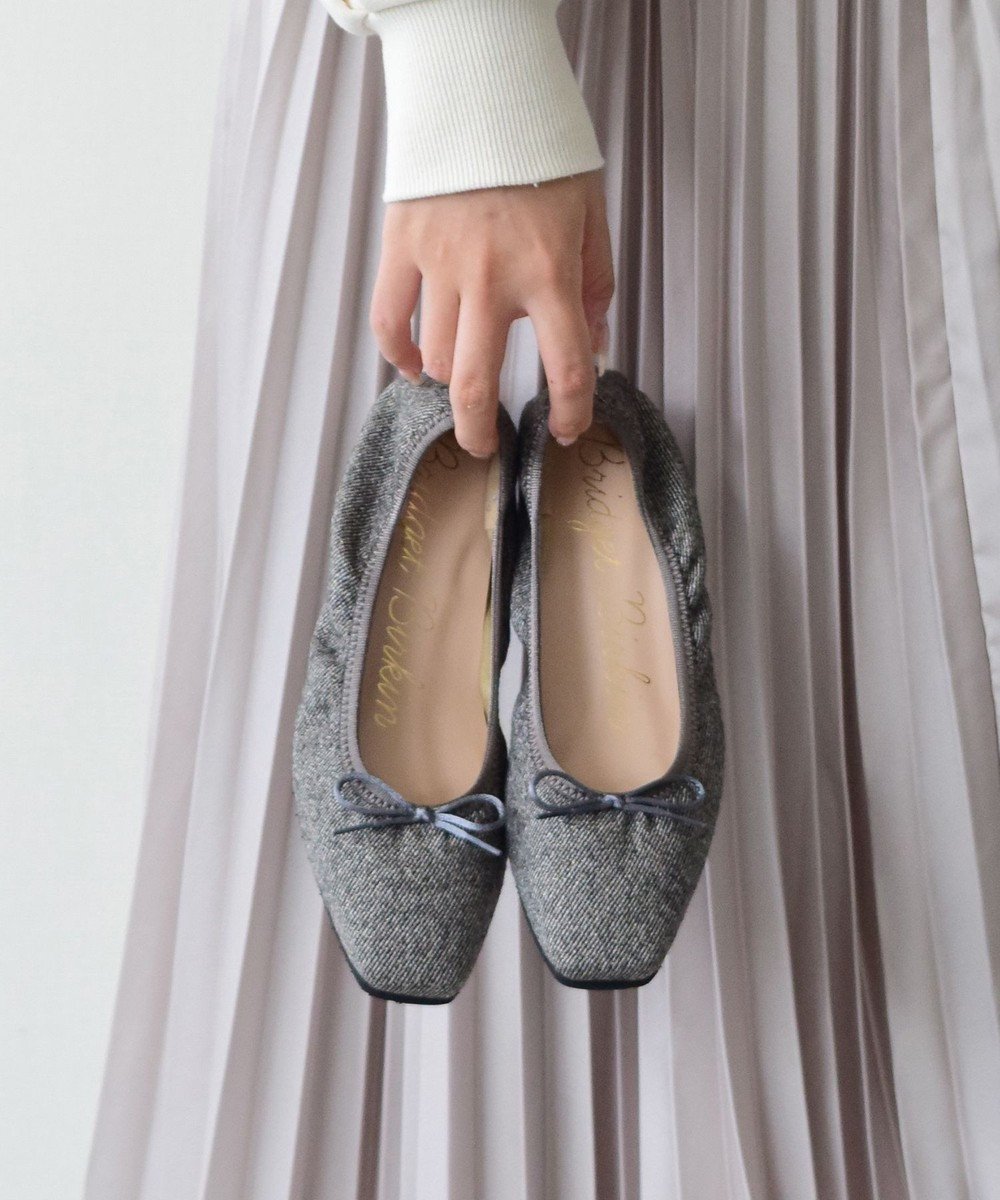 【ブリジット バーキン/Bridget Birkin】の【Bridget Birkin】スクエアデイリーバレエシューズ インテリア・キッズ・メンズ・レディースファッション・服の通販 founy(ファニー) ファッション Fashion レディースファッション Fashion for Women インソール Shoe Insole シューズ Shoes, Footwear バレエ Ballet, Ballet Style フィット Fit, Slim Fit リボン Ribbon, Bow 抗菌 Antibacterial, Bacteria-Resistant グレー雑材|ID: prp329100004842654 ipo3291000000035836794
