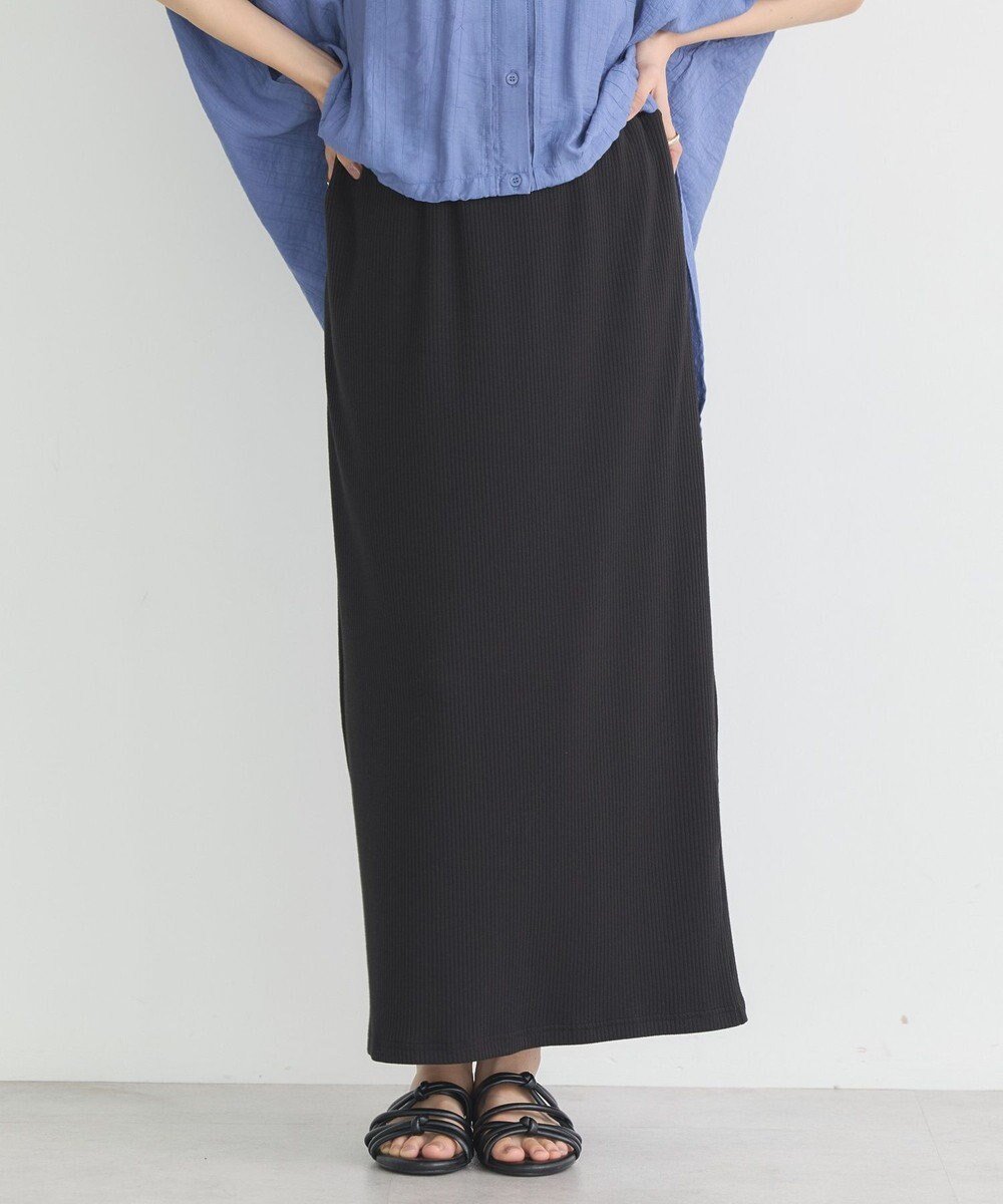 【アースミュージックアンドエコロジー/earth music&ecology】の【コットン混】カットリブナロースカート インテリア・キッズ・メンズ・レディースファッション・服の通販 founy(ファニー) 　ファッション　Fashion　レディースファッション　Fashion for Women　スカート　Skirts　ストレッチ　Stretch, Stretchy Fabric　スリット　Slit, Slit Detail　フィット　Fit, Slim Fit　A/W・秋冬　Autumn/Winter　Black|ID: prp329100004842662 ipo3291000000035814083