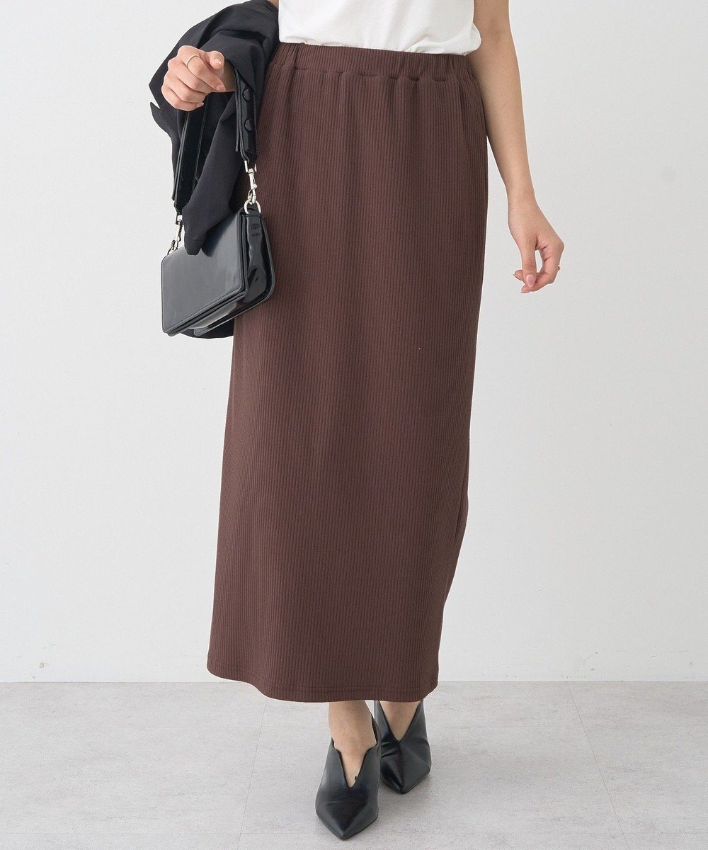 【アースミュージックアンドエコロジー/earth music&ecology】の【コットン混】カットリブナロースカート インテリア・キッズ・メンズ・レディースファッション・服の通販 founy(ファニー) 　ファッション　Fashion　レディースファッション　Fashion for Women　スカート　Skirts　ストレッチ　Stretch, Stretchy Fabric　スリット　Slit, Slit Detail　フィット　Fit, Slim Fit　A/W・秋冬　Autumn/Winter　Brown|ID: prp329100004842662 ipo3291000000035814087