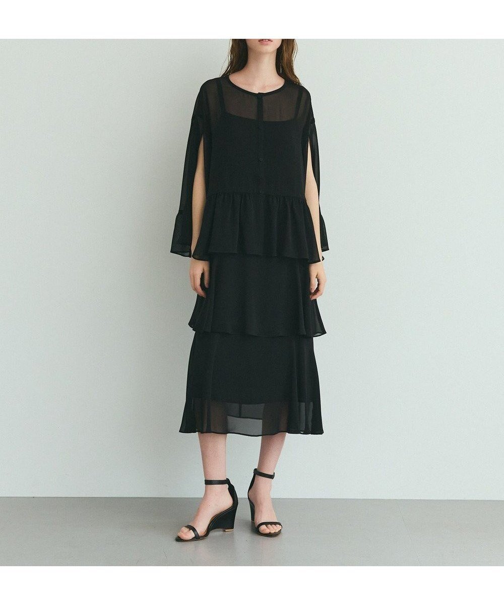 【グレース コンチネンタル/GRACE CONTINENTAL】のシフォンフリルポンチョ インテリア・キッズ・メンズ・レディースファッション・服の通販 founy(ファニー) 　ファッション　Fashion　レディースファッション　Fashion for Women　アウター　Coat / Outerwear Collection　ポンチョ・ケープコート　Ponchos & Capes　ギャザー　Gathered, Ruffled　スリット　Slit, Slit Detail　ドレープ　Drape, Draping Fabric　フレア　Flare, Flared　フロント　Front, Front Design　ポンチョ　Poncho, Cape Style　ラグジュアリー　Luxury, Elegant　エレガント 上品　Elegant　夏　Summer　春　Spring　S/S・春夏　SS, Spring/Summer, Warm Season　秋　Autumn　ブラック|ID: prp329100004842752 ipo3291000000035288850