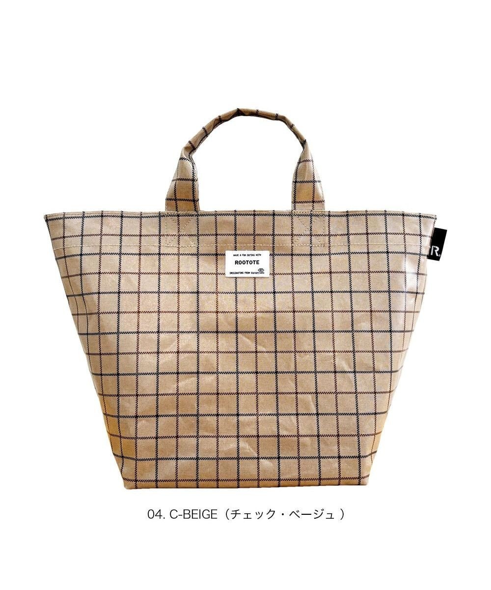【ルートート/ROOTOTE】の3608【ラミネート加工】EU.デリ.ラミネート-T インテリア・キッズ・メンズ・レディースファッション・服の通販 founy(ファニー) 　ファッション　Fashion　レディースファッション　Fashion for Women　バッグ　Bags　カメラ　Camera Accessories　傘　Umbrella, Parasol　チェック　Check, Plaid, Tartan　ドット　Polka Dot, Dot Pattern　プリント　Print, Printed Pattern　ポケット　Pocket, Pocket Detail　ポーチ　Pouch, Small Case　ランダム　Random, Irregular　新作・新入荷　New Arrivals / New In　04:チェック・ベージュ|ID: prp329100004842766 ipo3291000000035838076
