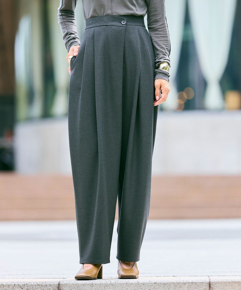 【ハッシュニュアンス/#Newans】の【洗える】スラントフロントコクーンパンツ インテリア・キッズ・メンズ・レディースファッション・服の通販 founy(ファニー) 　ファッション　Fashion　レディースファッション　Fashion for Women　パンツ　Pants & Trousers　シンプル　Simple, Minimal　フロント　Front, Front Design　リラックス　Relax, Relaxed Fit　冬　Winter / This Winter　洗える　Machine Washable　A/W・秋冬　Autumn/Winter　グレー|ID: prp329100004842768 ipo3291000000035288912