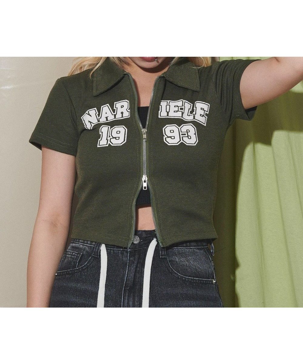 【ウィゴー/WEGO】のロゴダブルZIPトップ インテリア・キッズ・メンズ・レディースファッション・服の通販 founy(ファニー) 　ファッション　Fashion　レディースファッション　Fashion for Women　トップス・カットソー　Cut & Sew Tops　シャツ・ブラウス・オフィスカジュアル　Elegant Blouses & Button-Ups　ロングTシャツ・Tシャツ　Longline T-Shirts & Tees　カットソー・ベーシックTシャツ　Cut-and-Sewn Tops / Stretch Tees & Basics　カットソー　Cut and Sewn Top　ショート　Short, Short Length　スマホ　Smartphone, Mobile Device　ダブル　Double, Double-Breasted　トレンド　Trend, Trending Now　半袖　Short Sleeve, Half Sleeve　夏　Summer　春　Spring　S/S・春夏　SS, Spring/Summer, Warm Season　カーキ|ID: prp329100004842785 ipo3291000000035839984