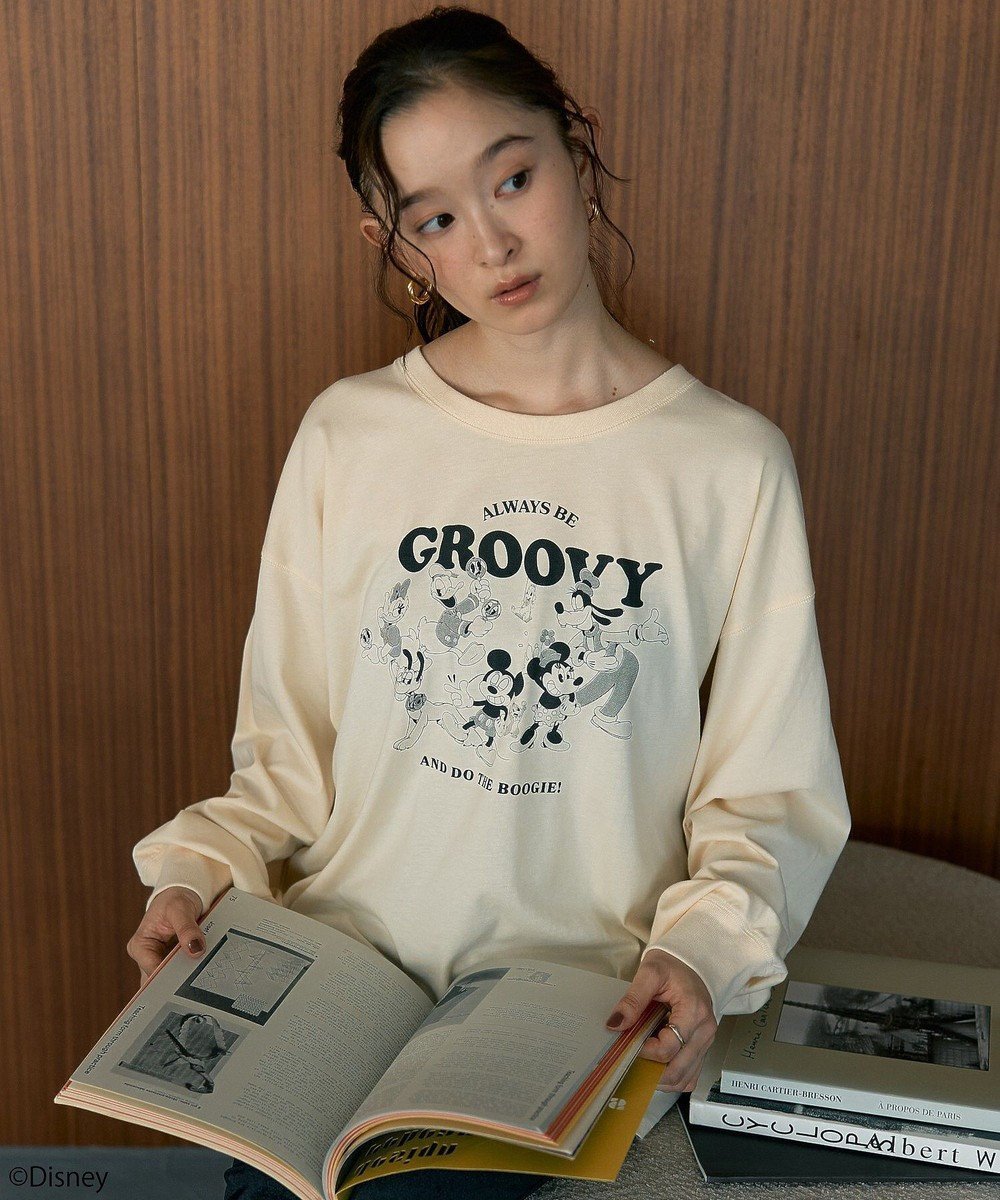 【アースミュージックアンドエコロジー/earth music&ecology】のPluto/レトロアートロンTEE インテリア・キッズ・メンズ・レディースファッション・服の通販 founy(ファニー) 　ファッション　Fashion　レディースファッション　Fashion for Women　トップス・カットソー　Cut & Sew Tops　シャツ・ブラウス・オフィスカジュアル　Elegant Blouses & Button-Ups　ロングTシャツ・Tシャツ　Longline T-Shirts & Tees　カットソー・ベーシックTシャツ　Cut-and-Sewn Tops / Stretch Tees & Basics　おすすめ　Recommended / Our Picks　カットソー　Cut and Sewn Top　デニム　Denim, Jeans Material　トレンド　Trend, Trending Now　プリント　Print, Printed Pattern　ポケット　Pocket, Pocket Detail　ロング　Long, Long-Length　A/W・秋冬　Autumn/Winter　Cream|ID: prp329100004842830 ipo3291000000035816656