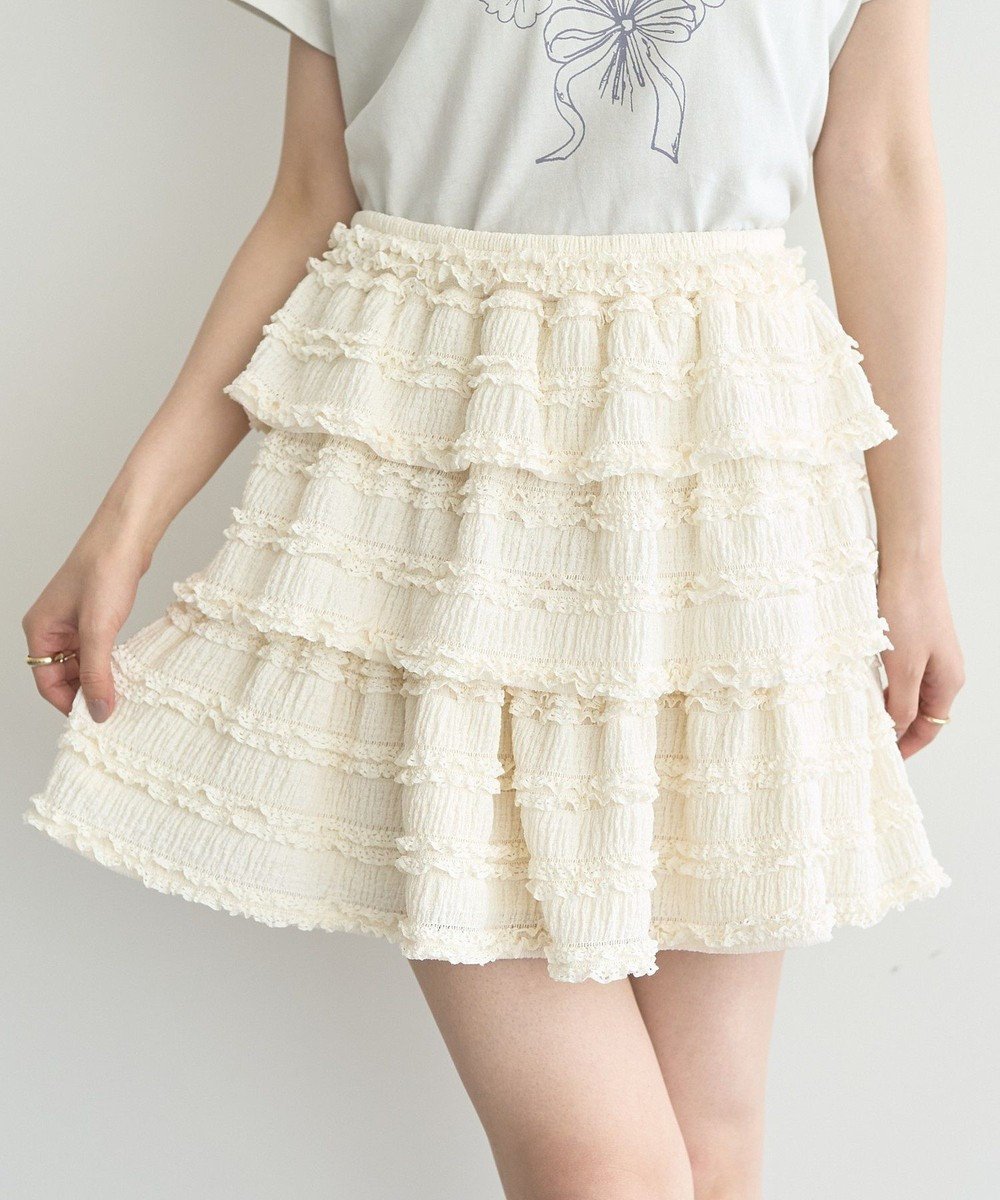 【アースミュージックアンドエコロジー/earth music&ecology】の【2WAY】フリフリミニスカート インテリア・キッズ・メンズ・レディースファッション・服の通販 founy(ファニー) 　ファッション　Fashion　レディースファッション　Fashion for Women　スカート　Skirts　ミニスカート　Mini Skirts　カットソー　Cut and Sewn Top　ティアード　Tiered, Tiered Style　ビスチェ　Bustier, Corset Top　フェミニン　Feminine, Girly　フリル　Frill, Ruffle　ポケット　Pocket, Pocket Detail　ミニスカート　Mini Skirt, Short Skirt　レース　Lace, Lace Fabric　A/W・秋冬　Autumn/Winter　Ivory|ID: prp329100004842832 ipo3291000000035289126