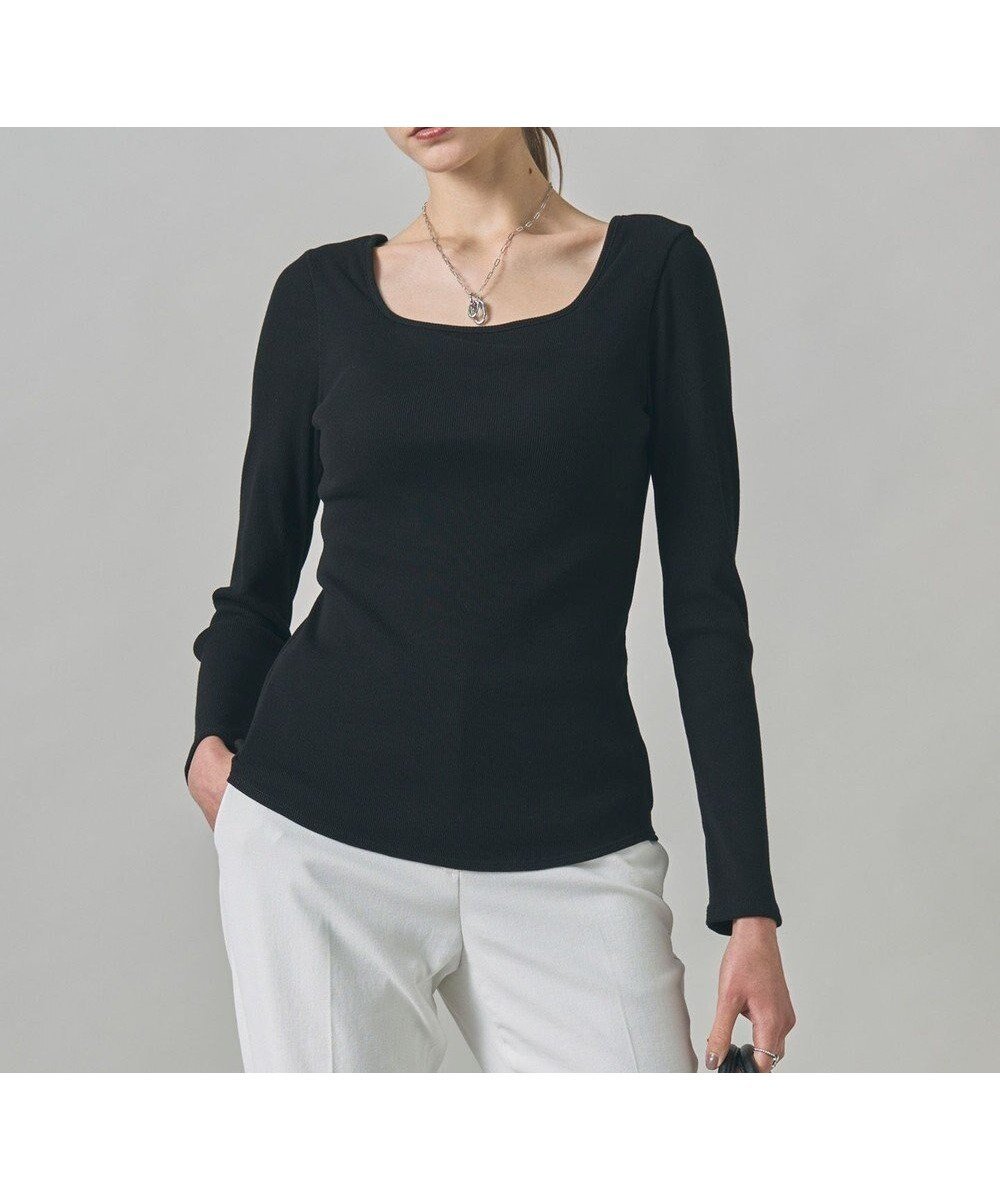 【アイシービー/iCB】の【洗える】【OUR WACOAL コラボ】カップイン スクエアネックロングTシャツ インテリア・キッズ・メンズ・レディースファッション・服の通販 founy(ファニー) 　ファッション　Fashion　レディースファッション　Fashion for Women　トップス・カットソー　Cut & Sew Tops　シャツ・ブラウス・オフィスカジュアル　Elegant Blouses & Button-Ups　ロングTシャツ・Tシャツ　Longline T-Shirts & Tees　カットソー・ベーシックTシャツ　Cut-and-Sewn Tops / Stretch Tees & Basics　アンダー　Underwear Essentials　インナー　Innerwear　洗える　Machine Washable　カッティング　Cutting Detail　カットソー　Cut and Sewn Top　コラボ　Collaboration, Collab　ジャケット　Jacket, Outerwear　スクエア　Square, Square Shape　スリーブ　Sleeve, Long Sleeve / Short Sleeve　タンク　Tank Top, Sleeveless Top　フィット　Fit, Slim Fit　ロング　Long, Long-Length　A/W・秋冬　Autumn/Winter　おすすめ　Recommended / Our Picks　2025年　2025　2025-2026秋冬・A/W　Autumn/Winter 2025–26 AW25–26　ブラック系|ID: prp329100004842834 ipo3291000000035816675