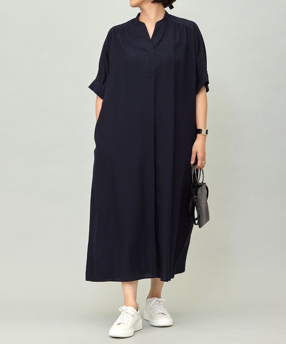 【自由区/JIYU-KU】の【接触冷感・UVケア・抗菌防臭・洗える】リヨセルポプリンシャツ ワンピース インテリア・キッズ・メンズ・レディースファッション・服の通販 founy(ファニー) 　ファッション　Fashion　レディースファッション　Fashion for Women　ワンピース　Dresses　シャツワンピース / 1枚で着映えコーデ　Shirt Dresses　おすすめ　Recommended / Our Picks　ドレープ　Drape, Draping Fabric　フォルム　Silhouette, Form　夏　Summer　抗菌　Antibacterial, Bacteria-Resistant　春　Spring　S/S・春夏　SS, Spring/Summer, Warm Season　洗える　Machine Washable　[新色]ネイビー|ID: prp329100004843028 ipo3291000000035289805