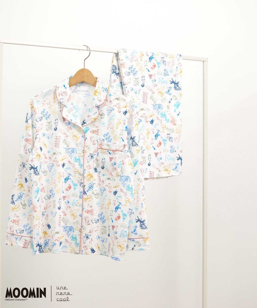 【ウンナナクール/une nana cool】の【ムーミン】【綿100%】 MOOMIN * une nana cool 開襟パジャマ インテリア・キッズ・メンズ・レディースファッション・服の通販 founy(ファニー) 　ファッション　Fashion　レディースファッション　Fashion for Women　コラボ　Collaboration, Collab　パジャマ　Pajamas, Sleepwear　ボーダー　Border, Stripe　リラックス　Relax, Relaxed Fit　おすすめ　Recommended / Our Picks　GY|ID: prp329100004843047 ipo3291000000035634868