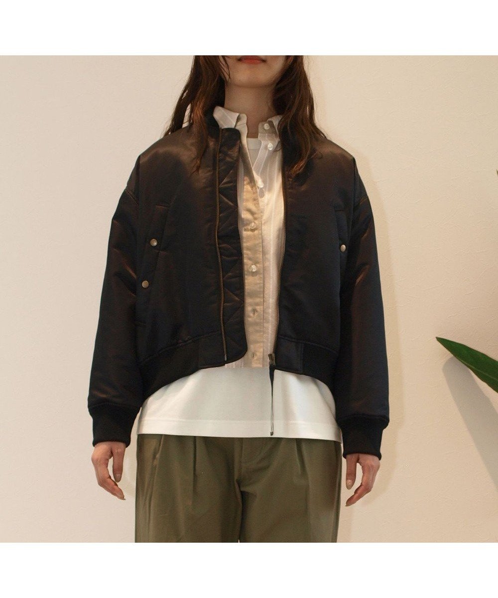 【ジェイプレスヨークストリート/J.PRESS YORK STREET】の【WOMEN】ショート MA-1 インテリア・キッズ・メンズ・レディースファッション・服の通販 founy(ファニー) 　ファッション　Fashion　レディースファッション　Fashion for Women　アウター　Coat / Outerwear Collection　レディースジャケット・軽アウター　Jackets　ブルゾンジャケット・スポーティアウター　Blouson Jackets　MA-1ジャケット　MA-1 Bomber Jackets / Flight Jackets　クラシカル　Classical, Vintage-Inspired　ショート　Short, Short Length　シンプル　Simple, Minimal　ジャケット　Jacket, Outerwear　スニーカー　Sneakers, Trainers　センター　Center, Center Line　チェック　Check, Plaid, Tartan　ツイル　Twist, Twisted Detail　バランス　Balance, Style Balance　フォルム　Silhouette, Form　フラット　Flat, Flat Shoes　ブルゾン　Blouson, Bomber Jacket　ミックス　Mix, Mixed Style　ワーク　Workwear, Utility Style　A/W・秋冬　Autumn/Winter　日本製　Made In Japan　ブラック系|ID: prp329100004843050 ipo3291000000035857754