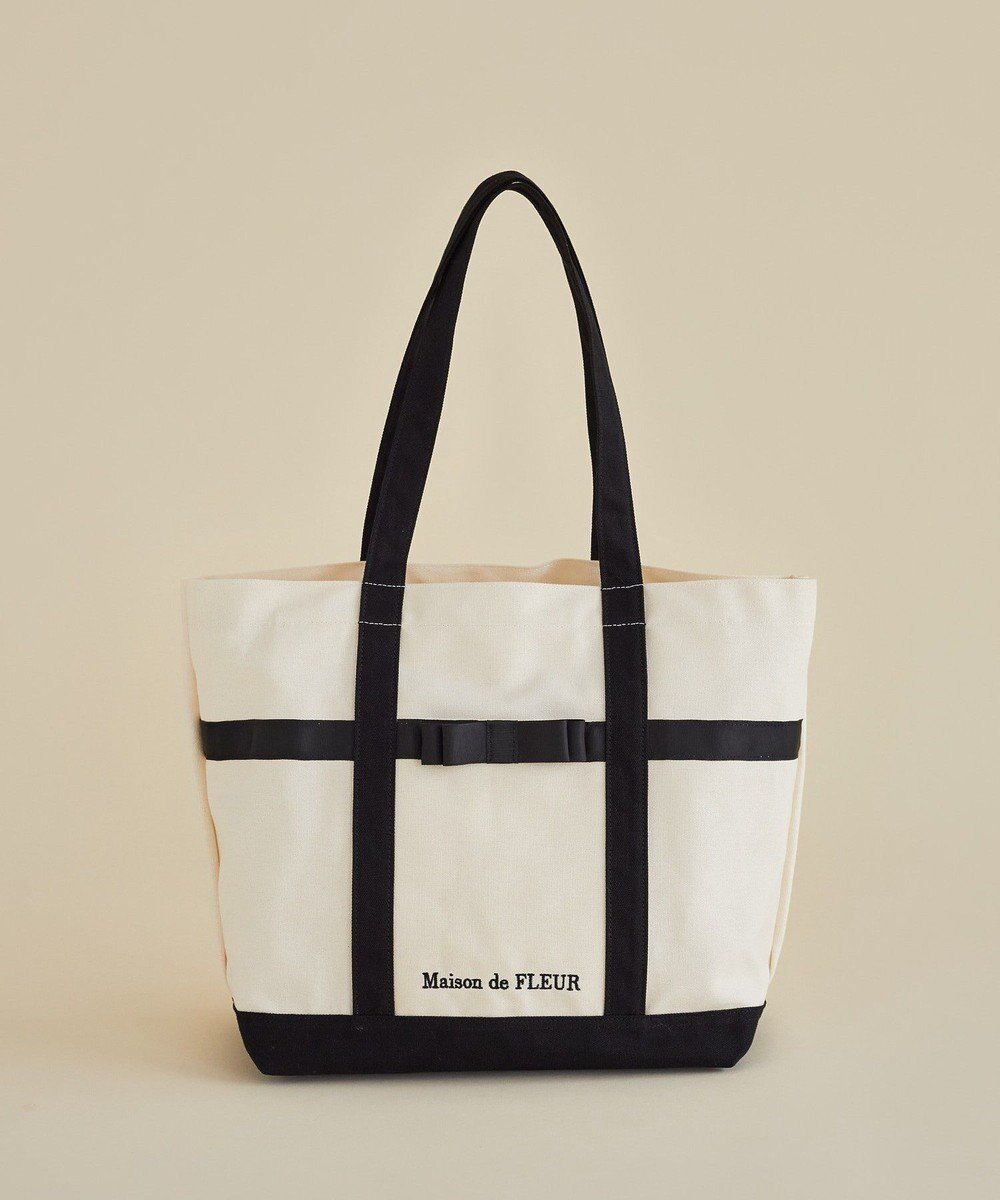 【メゾンドフルール/Maison de FLEUR】のマルチポケット帆布トートMバッグ インテリア・キッズ・メンズ・レディースファッション・服の通販 founy(ファニー) ファッション Fashion レディースファッション Fashion for Women バッグ Bags キャンバス Canvas, Canvas Fabric 傘 Umbrella, Parasol スマホ Smartphone, Mobile Device フロント Front, Front Design ポケット Pocket, Pocket Detail リボン Ribbon, Bow エレガント 上品 Elegant ビジネス 仕事 通勤 Business / Work / Commuting Ivory|ID: prp329100004843073 ipo3291000000035289974
