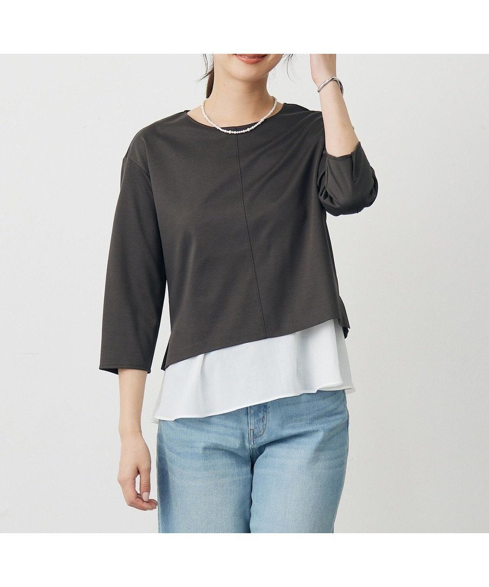 【ジェイ プレス/J.PRESS】のコンパクトポンチ カットソー インテリア・キッズ・メンズ・レディースファッション・服の通販 founy(ファニー) 　ファッション　Fashion　レディースファッション　Fashion for Women　トップス・カットソー　Cut & Sew Tops　シャツ・ブラウス・オフィスカジュアル　Elegant Blouses & Button-Ups　ロングTシャツ・Tシャツ　Longline T-Shirts & Tees　カットソー・ベーシックTシャツ　Cut-and-Sewn Tops / Stretch Tees & Basics　カットソー　Cut and Sewn Top　コンパクト　Compact, Small Size　ストレッチ　Stretch, Stretchy Fabric　フレア　Flare, Flared　エレガント 上品　Elegant　夏　Summer　S/S・春夏　SS, Spring/Summer, Warm Season　A/W・秋冬　Autumn/Winter　スレート系|ID: prp329100004843106 ipo3291000000035467392