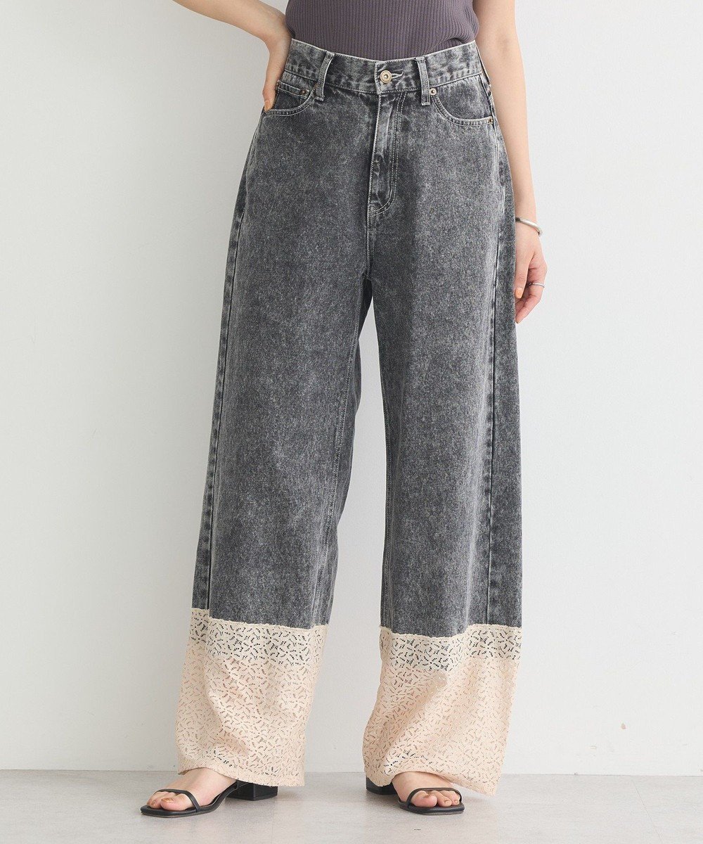 【アースミュージックアンドエコロジー/earth music&ecology】の裾レースデニムパンツ 人気、トレンドファッション・服の通販 founy(ファニー) 　ファッション　Fashion　レディースファッション　Fashion for Women　パンツ　Pants & Trousers　デニムパンツ・ジーンズ・美脚デニム　Denim Jeans & Pants　おすすめ　Recommended / Our Picks　シンプル　Simple, Minimal　デニム　Denim, Jeans Material　フロント　Front, Front Design　ワイド　Wide, Wide Fit　A/W・秋冬　Autumn/Winter　 other-1|ID: prp329100004843119 ipo3291000000035290149