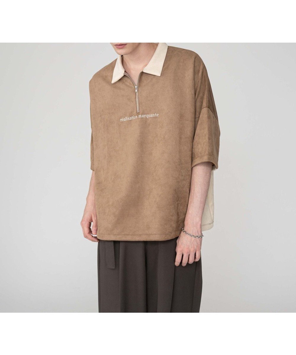 【ウィゴー/WEGO】の【ユニセックス着用ITEM/MLサイズ展開】フェイクスウェードドルマンハーフZIPT(SS) インテリア・キッズ・メンズ・レディースファッション・服の通販 founy(ファニー) 　ファッション　Fashion　レディースファッション　Fashion for Women　トップス・カットソー　Cut & Sew Tops　シャツ・ブラウス・オフィスカジュアル　Elegant Blouses & Button-Ups　ロングTシャツ・Tシャツ　Longline T-Shirts & Tees　カットソー・ベーシックTシャツ　Cut-and-Sewn Tops / Stretch Tees & Basics　春　Spring　カットソー　Cut and Sewn Top　シンプル　Simple, Minimal　ジップ　Zip, Zipper　スマホ　Smartphone, Mobile Device　スラックス　Slacks, Dress Pants　トレンド　Trend, Trending Now　ハーフ　Half, Half-Length　リラックス　Relax, Relaxed Fit　ワイド　Wide, Wide Fit　冬　Winter / This Winter　A/W・秋冬　Autumn/Winter　おすすめ　Recommended / Our Picks　夏　Summer　ブラウン|ID: prp329100004843261 ipo3291000000035809204