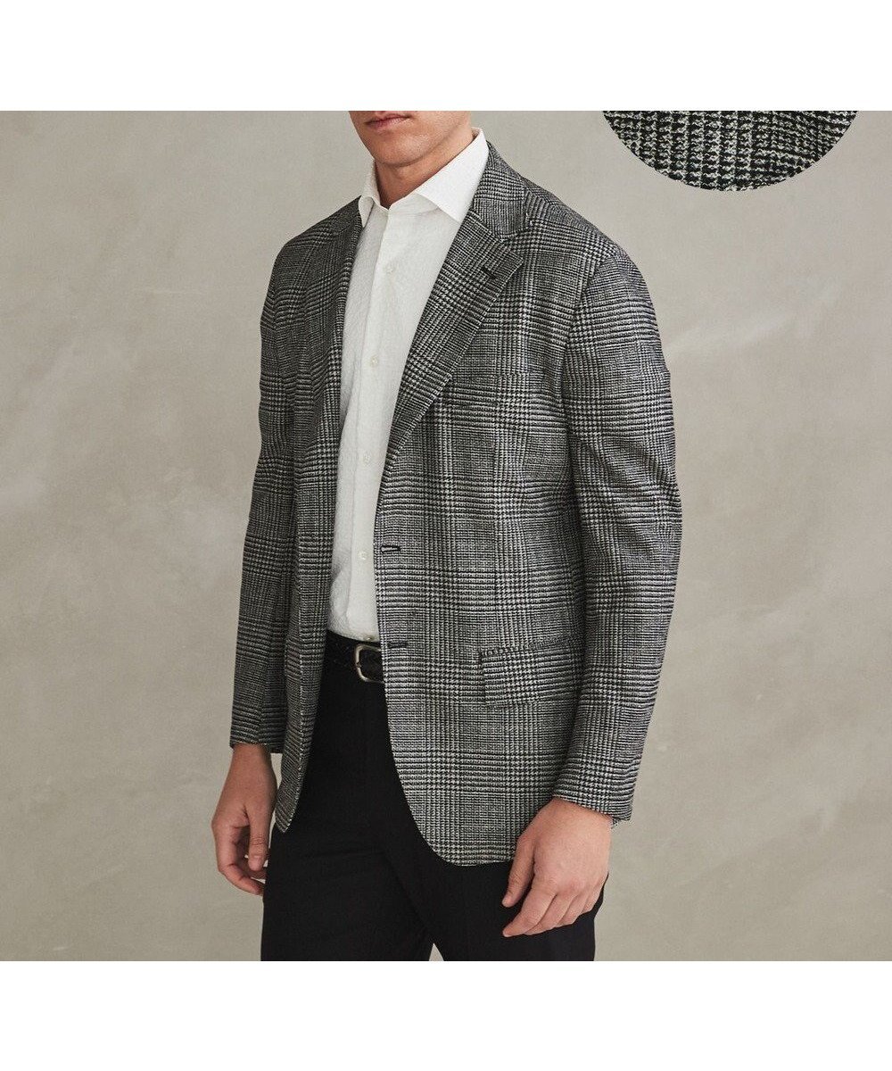 【五大陸/gotairiku / MEN】の新柄【吸水速乾/ウォッシャブル】ノルマンディーリネン カーディガンジャケット_グレンチェック柄 インテリア・キッズ・メンズ・レディースファッション・服の通販 founy(ファニー) 　ファッション　Fashion　メンズファッション　Fashion for Men　アウター　Men's Coats Outerwear　テーラードジャケット　Tailored Jackets & Blazers　ウォッシャブル　Machine Washable　春　Spring　カーディガン　Cardigan, Knitwear　吸水　Absorbent, Quick-Dry　シェイプ　Shape, Slim Fit　ジャケット　Jacket, Outerwear　ストレッチ　Stretch, Stretchy Fabric　チェック　Check, Plaid, Tartan　フレンチ　French, French Style　メンズ　Men's, Menswear　リネン　Linen, Linen Fabric　S/S・春夏　SS, Spring/Summer, Warm Season　夏　Summer　旅行　Travel　エレガント 上品　Elegant　ビジネス 仕事 通勤　Business / Work / Commuting　ブラック系4|ID: prp329100004843344 ipo3291000000035888081