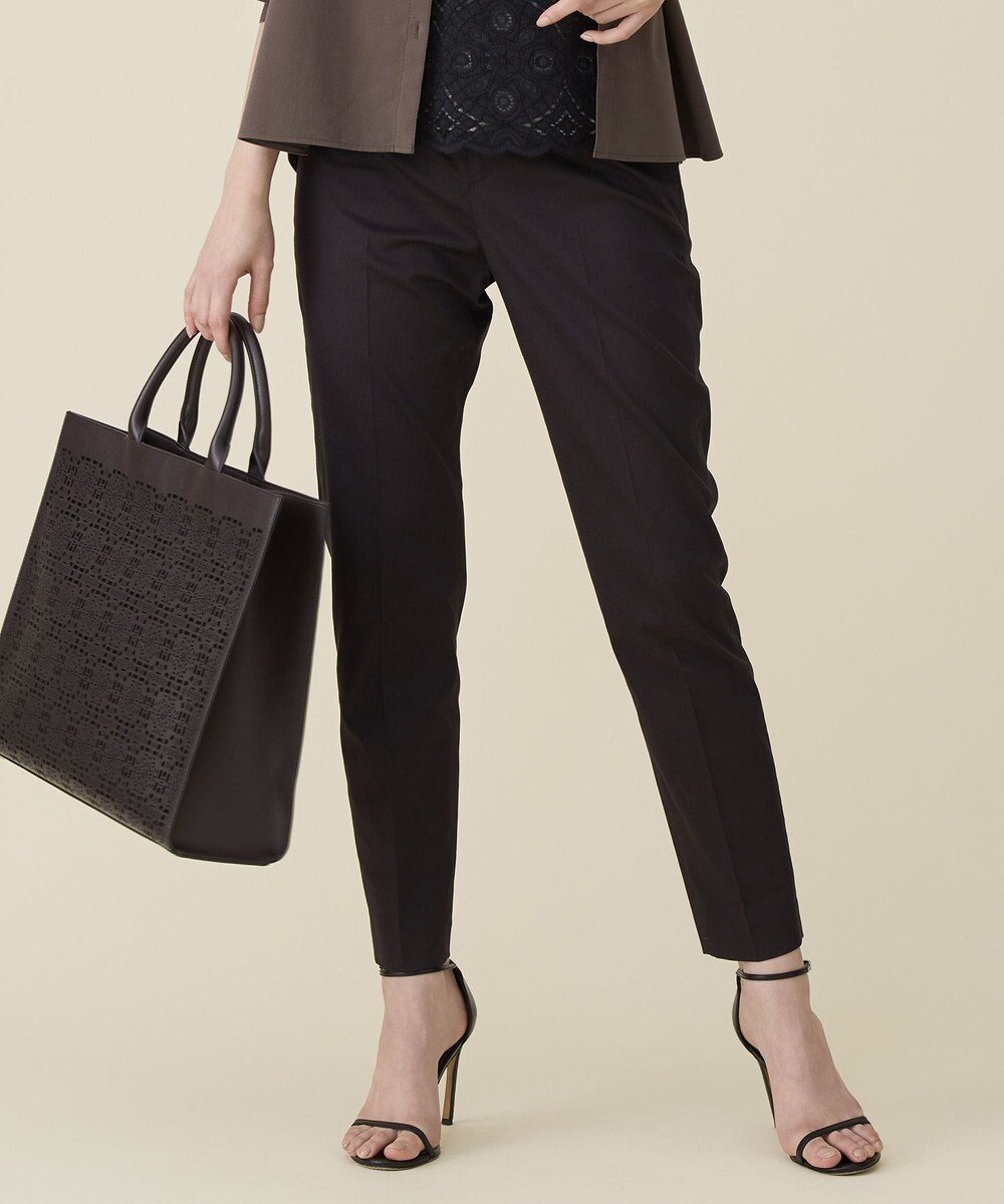 【自由区/JIYU-KU】のコットンサテンテーパード パンツ インテリア・キッズ・メンズ・レディースファッション・服の通販 founy(ファニー) 　ファッション　Fashion　レディースファッション　Fashion for Women　パンツ　Pants & Trousers　サテン　Satin, Glossy Fabric　ジャケット　Jacket, Outerwear　ストレッチ　Stretch, Stretchy Fabric　センター　Center, Center Line　フィット　Fit, Slim Fit　ビジネス 仕事 通勤　Business / Work / Commuting　夏　Summer　春　Spring　S/S・春夏　SS, Spring/Summer, Warm Season　[新色]ダークブラウン系|ID: prp329100004843373 ipo3291000000035569082