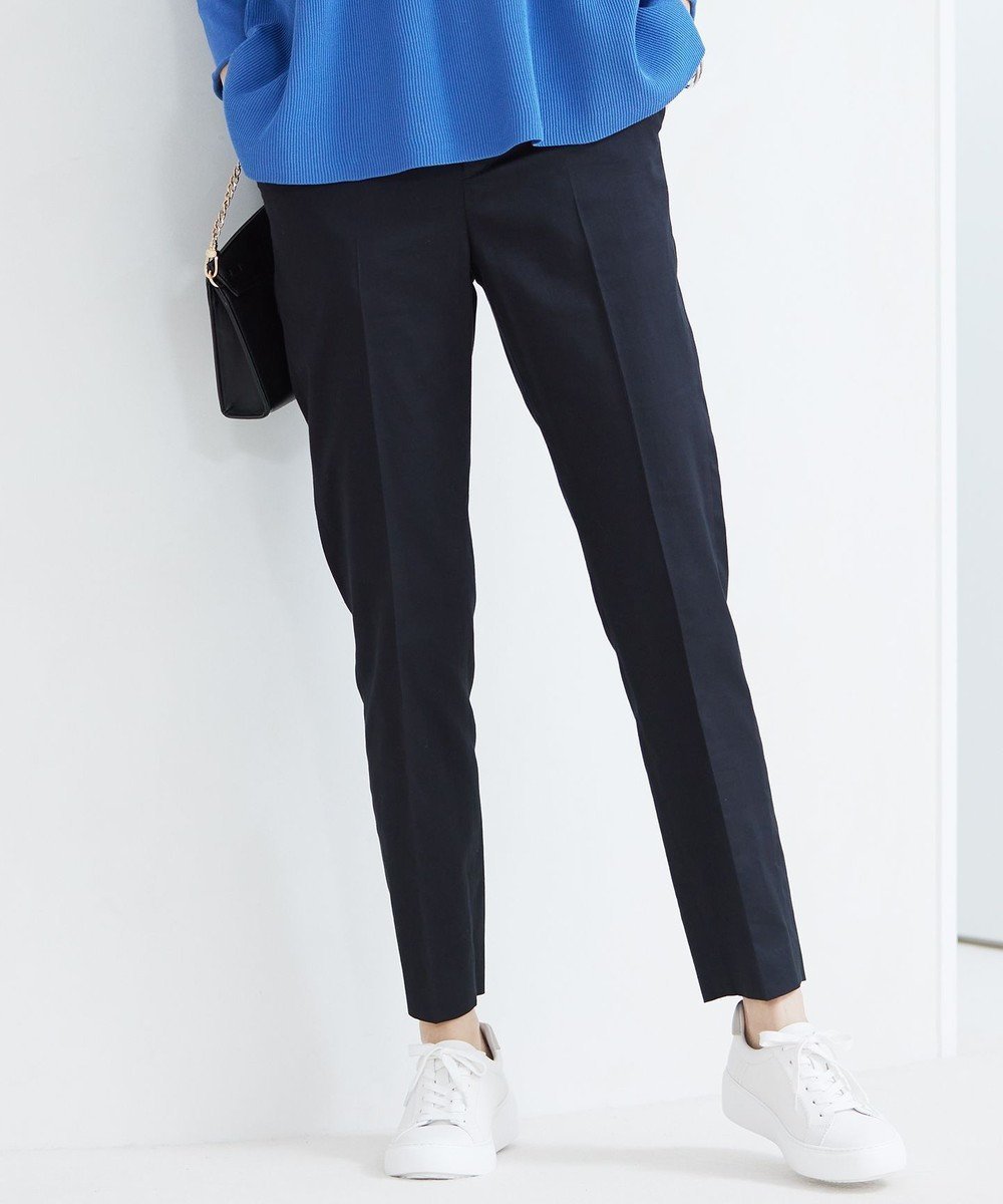 【自由区/JIYU-KU】のコットンサテンテーパード パンツ インテリア・キッズ・メンズ・レディースファッション・服の通販 founy(ファニー) 　ファッション　Fashion　レディースファッション　Fashion for Women　パンツ　Pants & Trousers　サテン　Satin, Glossy Fabric　ジャケット　Jacket, Outerwear　ストレッチ　Stretch, Stretchy Fabric　センター　Center, Center Line　フィット　Fit, Slim Fit　ビジネス 仕事 通勤　Business / Work / Commuting　夏　Summer　春　Spring　S/S・春夏　SS, Spring/Summer, Warm Season　ネイビー|ID: prp329100004843373 ipo3291000000035569084