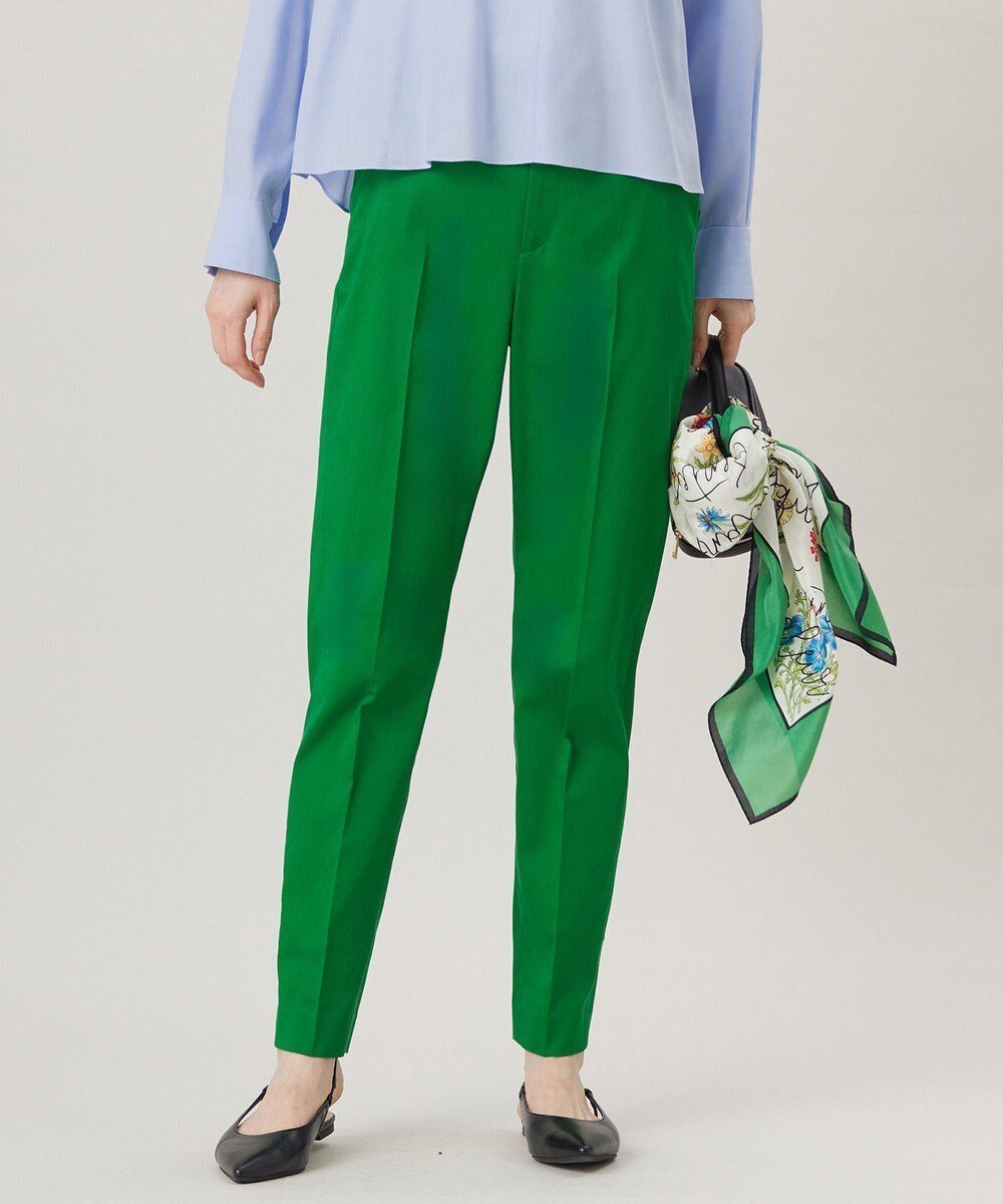 【自由区/JIYU-KU】のコットンサテンテーパード パンツ インテリア・キッズ・メンズ・レディースファッション・服の通販 founy(ファニー) 　ファッション　Fashion　レディースファッション　Fashion for Women　パンツ　Pants & Trousers　サテン　Satin, Glossy Fabric　ジャケット　Jacket, Outerwear　ストレッチ　Stretch, Stretchy Fabric　センター　Center, Center Line　フィット　Fit, Slim Fit　ビジネス 仕事 通勤　Business / Work / Commuting　夏　Summer　春　Spring　S/S・春夏　SS, Spring/Summer, Warm Season　グリーン|ID: prp329100004843373 ipo3291000000035569086