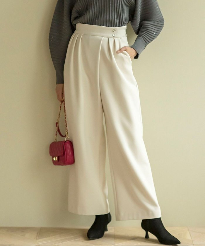 【組曲/KUMIKYOKU】の【暖かい・ストレッチ】バックウォームワイドタックパンツ インテリア・キッズ・メンズ・レディースファッション・服の通販 founy(ファニー) https://founy.com/ ファッション Fashion レディースファッション Fashion for Women パンツ Pants & Trousers バッグ Bags ジョーゼット Georgette, Semi-Sheer Fabric ストレッチ Stretch, Stretchy Fabric ストレート Straight, Straight Cut トレンド Trend, Trending Now ベーシック Basic, Essential ボンディング Bonding, Bonded Fabric ヨーク Yoke, Yoke Design A/W・秋冬 Autumn/Winter エレガント 上品 Elegant |ID: prp329100004843395 ipo3291000000035990364