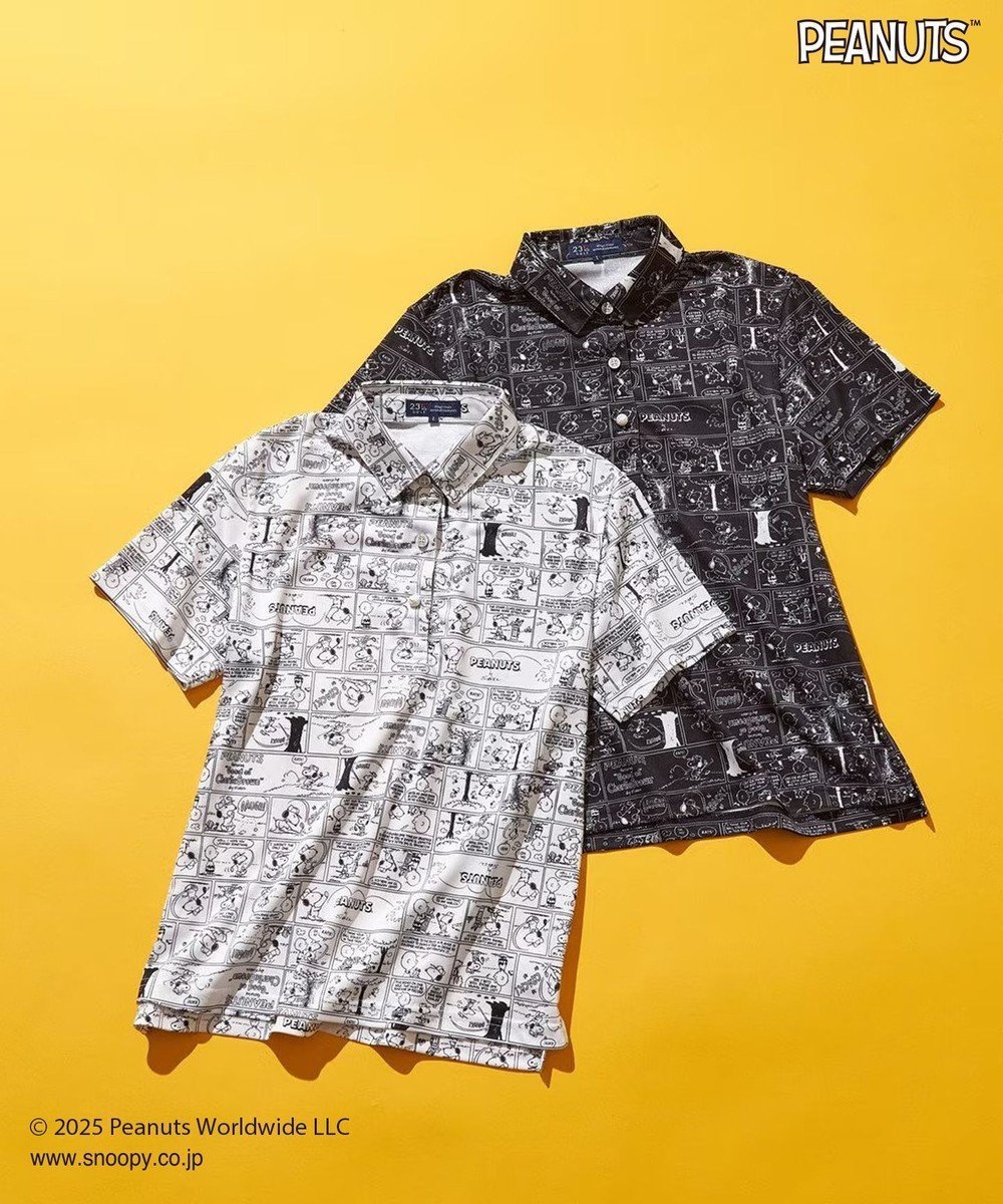 【23区 ゴルフ/NIJYUSANKU GOLF】の【WOMEN】『PEANUTS』コラボ アメコミ柄ポロシャツ 人気、トレンドファッション・服の通販 founy(ファニー) 　ファッション　Fashion　レディースファッション　Fashion for Women　トップス・カットソー　Cut & Sew Tops　シャツ・ブラウス・オフィスカジュアル　Elegant Blouses & Button-Ups　ポロシャツ・きれいめカジュアル　Smart-Casual Polo Tops　アメリカン　American Style　春　Spring　コラボ　Collaboration, Collab　吸水　Absorbent, Quick-Dry　プリント　Print, Printed Pattern　ポロシャツ　Polo Shirt, Collared Tee　半袖　Short Sleeve, Half Sleeve　メンズ　Men's, Menswear　無地　Plain, Solid Color　S/S・春夏　SS, Spring/Summer, Warm Season　夏　Summer　ゴルフ　Golf　 other-1|ID: prp329100004843422 ipo3291000000035636068