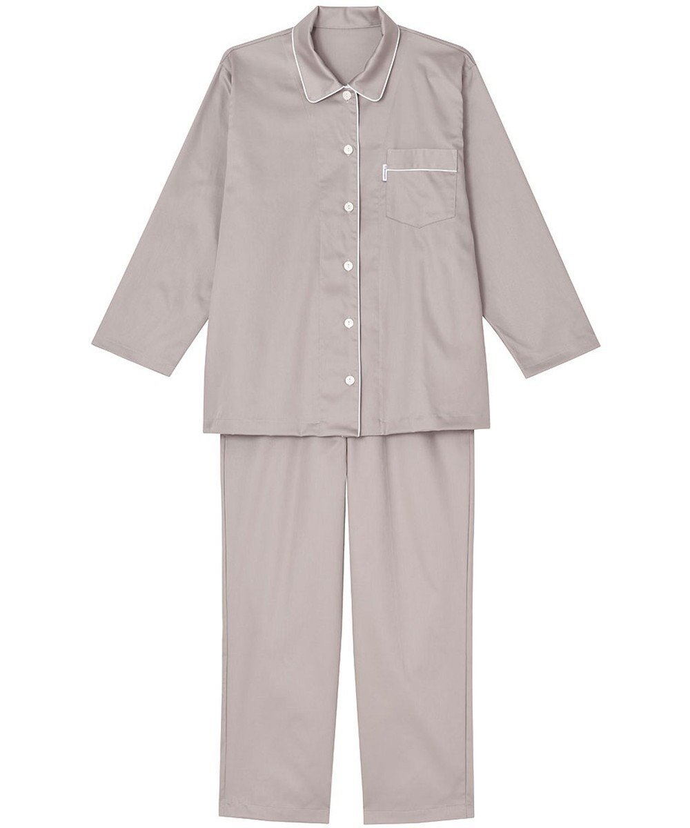 【ワコール 睡眠科学/wacoal suimin】の【パジャマ】 長袖 長ズボン 綿100%のサテン生地 なめらかな肌ざわり 睡眠科学/ワコール YDX513 インテリア・キッズ・メンズ・レディースファッション・服の通販 founy(ファニー) 　ファッション　Fashion　レディースファッション　Fashion for Women　トップス・カットソー　Cut & Sew Tops　なめらか　Smooth, Silky Texture　サテン　Satin, Glossy Fabric　パジャマ　Pajamas, Sleepwear　メンズ　Men's, Menswear　ロング　Long, Long-Length　長袖　Long Sleeve, Full Sleeve　ベージュ|ID: prp329100004843428 ipo3291000000035298479