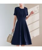 【ティアクラッセ/Tiaclasse】の【2TYPEスリーブ/半袖・ノースリーブ・洗える】タックフレアワンピース 半袖:ネイビー|ID: prp329100004843442 ipo3291000000035890604