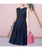 【ティアクラッセ/Tiaclasse】の【2TYPEスリーブ/半袖・ノースリーブ・洗える】タックフレアワンピース ノースリーブ:ネイビー|ID: prp329100004843442 ipo3291000000035890607