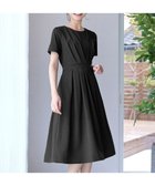 【ティアクラッセ/Tiaclasse】の【2TYPEスリーブ/半袖・ノースリーブ・洗える】タックフレアワンピース 半袖:ブラック|ID: prp329100004843442 ipo3291000000035890617