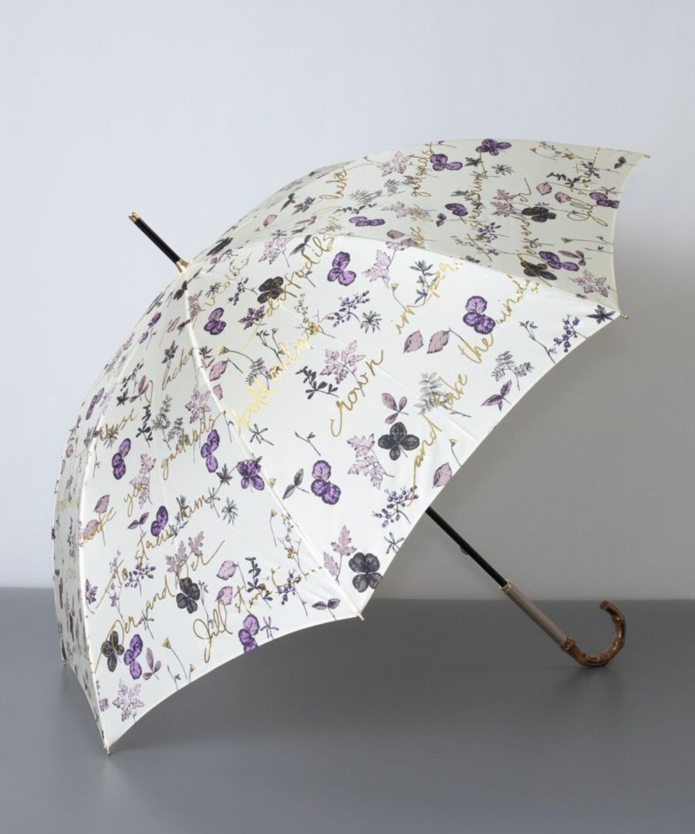 【アウロラ/AURORA】のジルスチュアート ボタニカル箔文字プリント長傘 人気、トレンドファッション・服の通販 founy(ファニー) 　ファッション　Fashion　レディースファッション　Fashion for Women　レイングッズ・傘・晴雨兼用傘　Umbrellas & Rain Gear　トレンド　Trend, Trending Now　バンブー　Bamboo, Bamboo Material　プリント　Print, Printed Pattern　ボタニカル　Botanical, Floral Pattern　リボン　Ribbon, Bow　傘　Umbrella, Parasol　 other-1|ID: prp329100004843446 ipo3291000000035298841