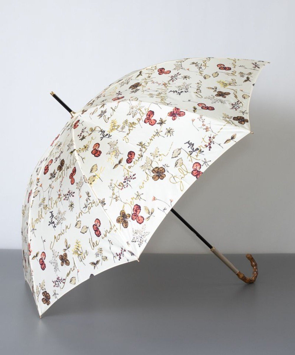 【アウロラ/AURORA】のジルスチュアート ボタニカル箔文字プリント長傘 インテリア・キッズ・メンズ・レディースファッション・服の通販 founy(ファニー) 　ファッション　Fashion　レディースファッション　Fashion for Women　レイングッズ・傘・晴雨兼用傘　Umbrellas & Rain Gear　トレンド　Trend, Trending Now　バンブー　Bamboo, Bamboo Material　プリント　Print, Printed Pattern　ボタニカル　Botanical, Floral Pattern　リボン　Ribbon, Bow　傘　Umbrella, Parasol　オレンジ|ID: prp329100004843446 ipo3291000000035298853