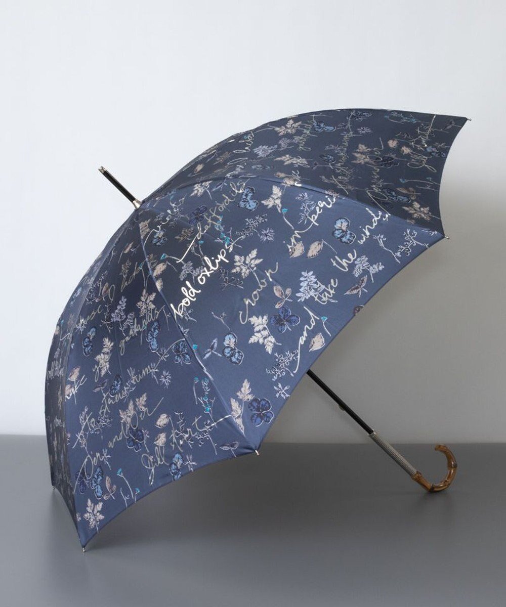 【アウロラ/AURORA】のジルスチュアート ボタニカル箔文字プリント長傘 インテリア・キッズ・メンズ・レディースファッション・服の通販 founy(ファニー) 　ファッション　Fashion　レディースファッション　Fashion for Women　レイングッズ・傘・晴雨兼用傘　Umbrellas & Rain Gear　トレンド　Trend, Trending Now　バンブー　Bamboo, Bamboo Material　プリント　Print, Printed Pattern　ボタニカル　Botanical, Floral Pattern　リボン　Ribbon, Bow　傘　Umbrella, Parasol　ネイビー|ID: prp329100004843446 ipo3291000000035636203